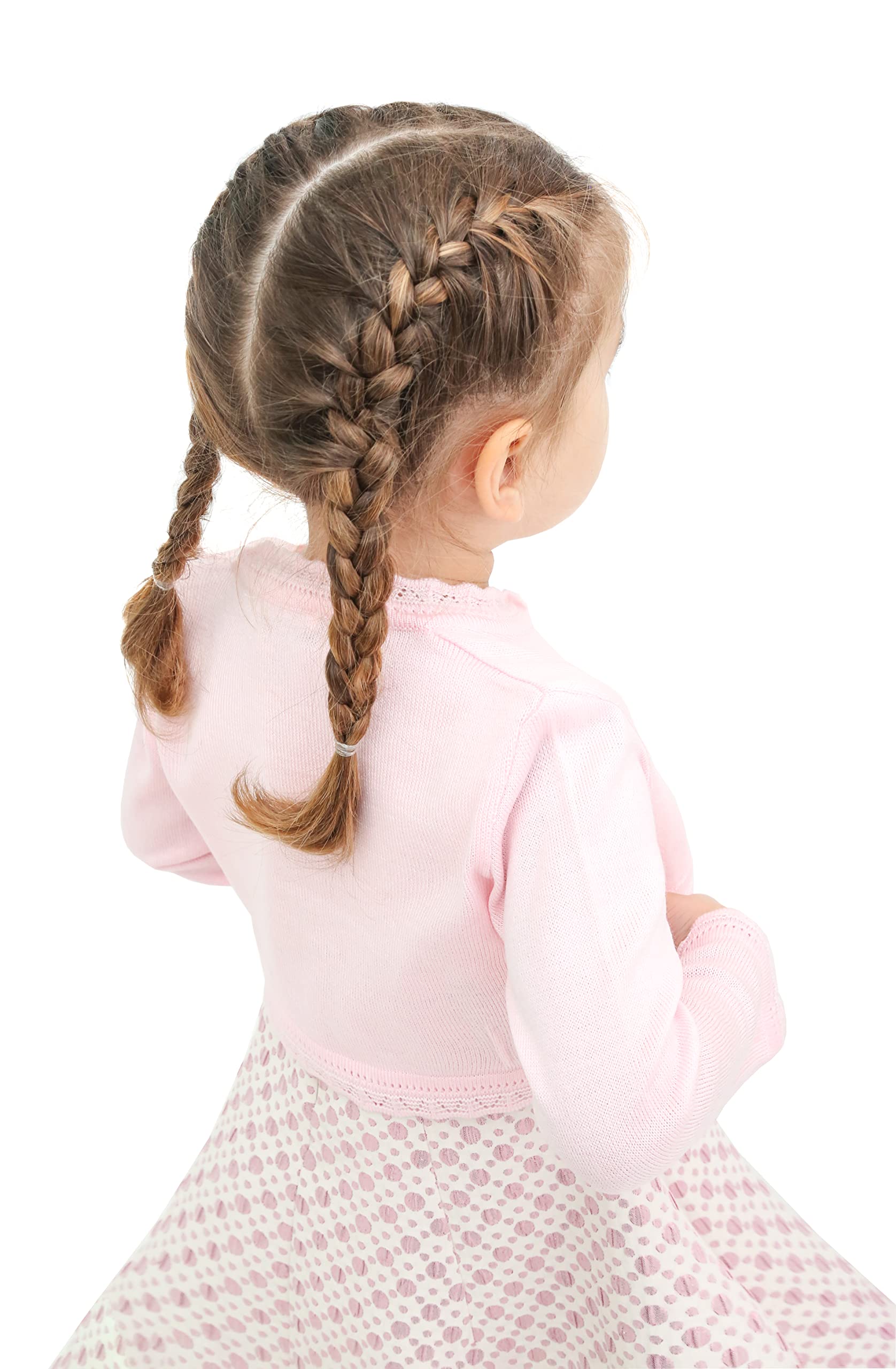 Lilax Little Girls Knit Long Sleeve Button Closure Bolero Cardigan Shrug 5T Pink