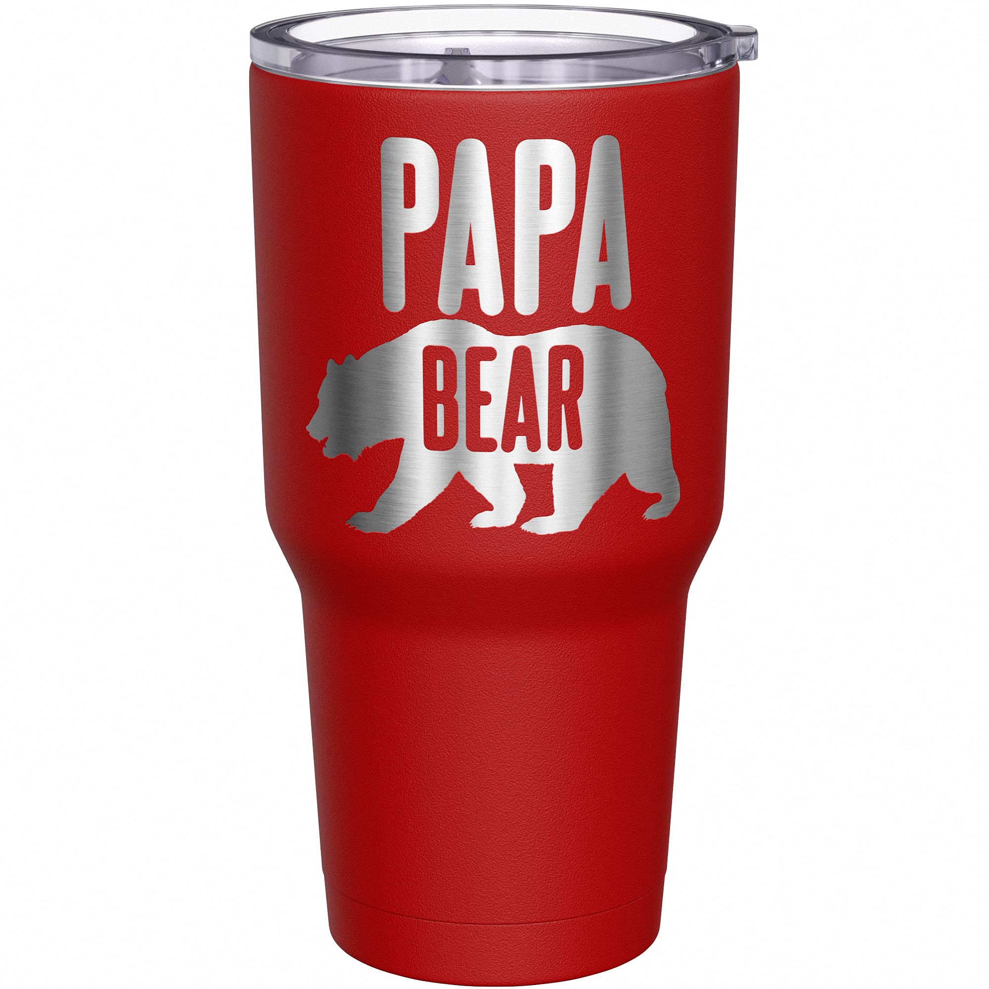 We The People Holsters - Papa Bear - Coffee Tumbler - American Flag Coffee Travel Mug - Engraved Tumbler - Double Insulated Tumbler - 30 oz