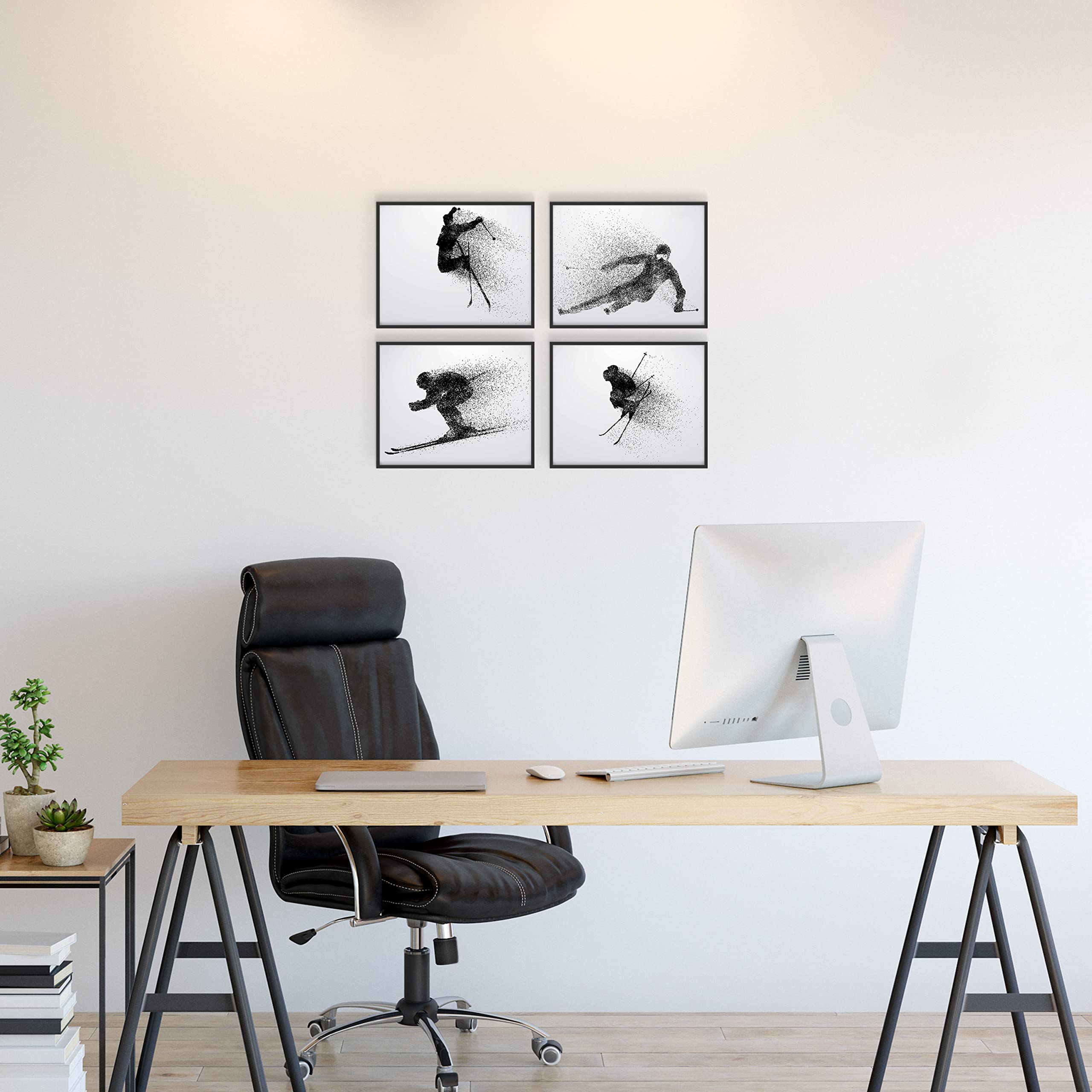 Summit Designs Skiing Wall Art Prints - Silhouette - Set Of 4 (8X10) Ski Poster Photos - Bedroom - Man Cave