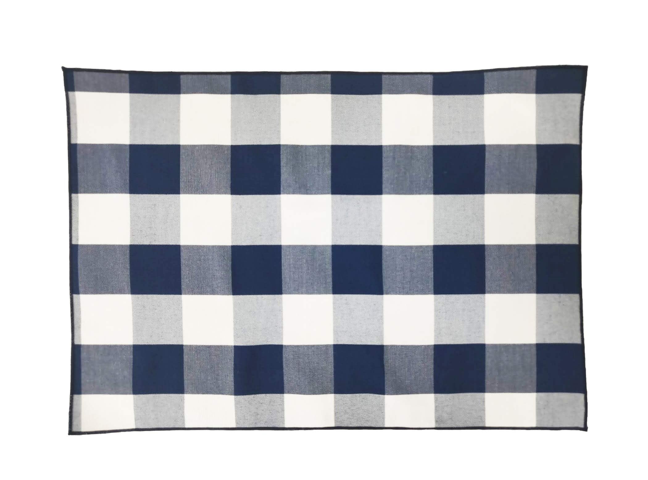 Fennco Styles Buffalo Check Double Layers Reversible Placemats 14'' W X 20'' L, Set Of 4 - Handmade In Usa - Navy Blue Plaid Tab