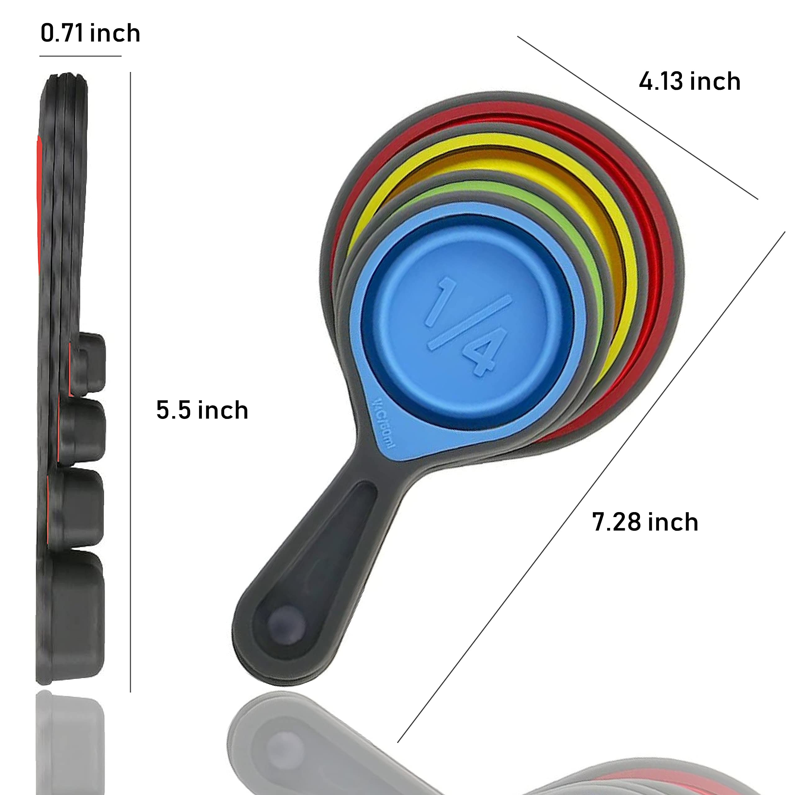 Collapsible Silicone Soft Measuring Cups And Measuring Spoons,8 Pieces Portable Food Grade Silicone Measurement Cup For Liquid &