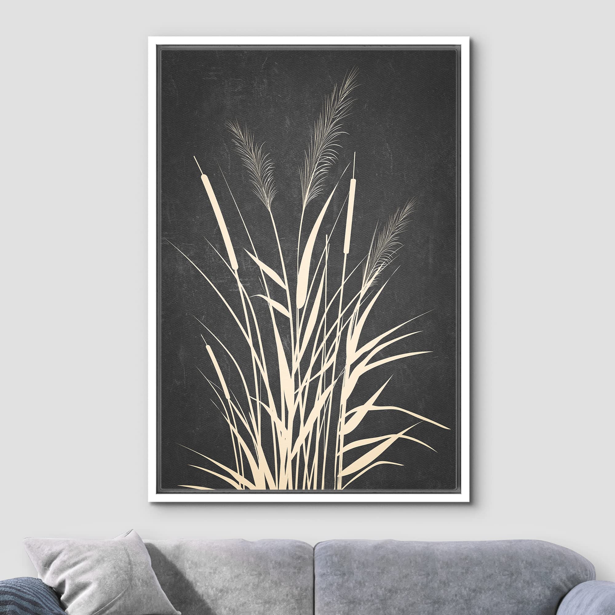Wall26 Framed Canvas Print Wall Art Duotone Country Farm Wheat Field Plants Nature Wilderness Digital Art Modern Art Rustic Rela