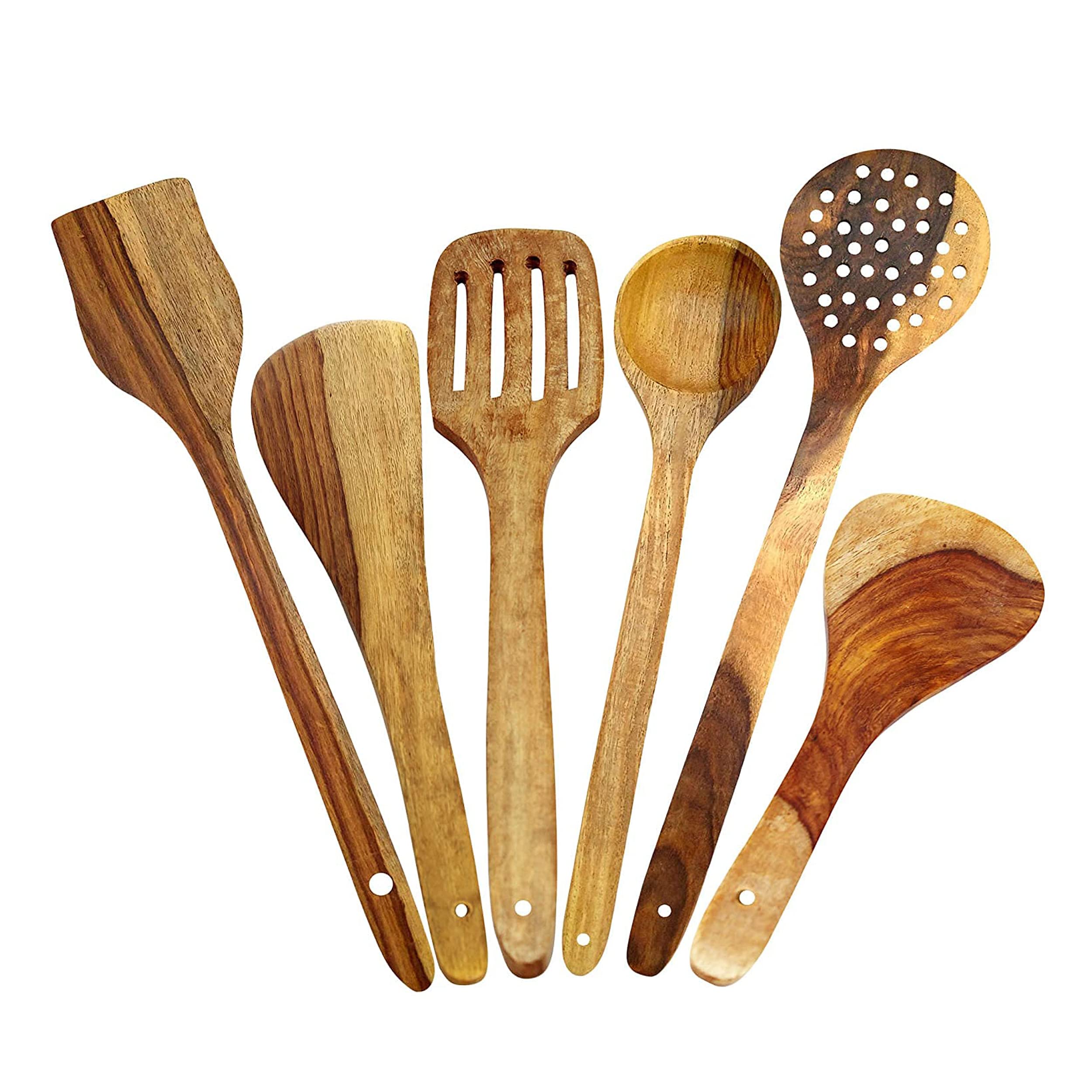 Wooden Spoon For Cooking And Serving (Set Of 6)