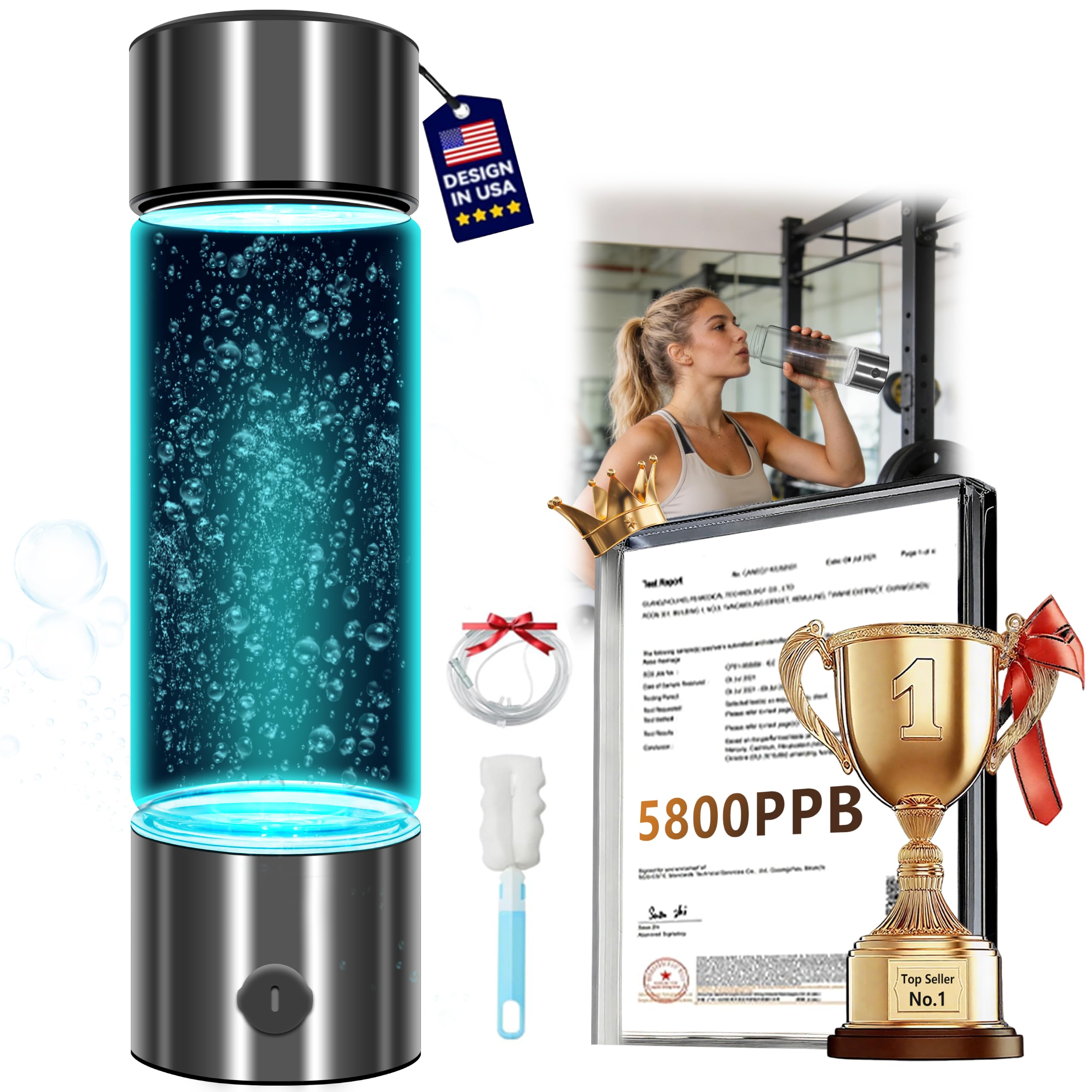 6.0 New Upgraded Hydrogen Water BottleHydrogen Concentration up to 5800 PPB?Certified Hydrogen Generator? 2026 SPE/PEM Technolo