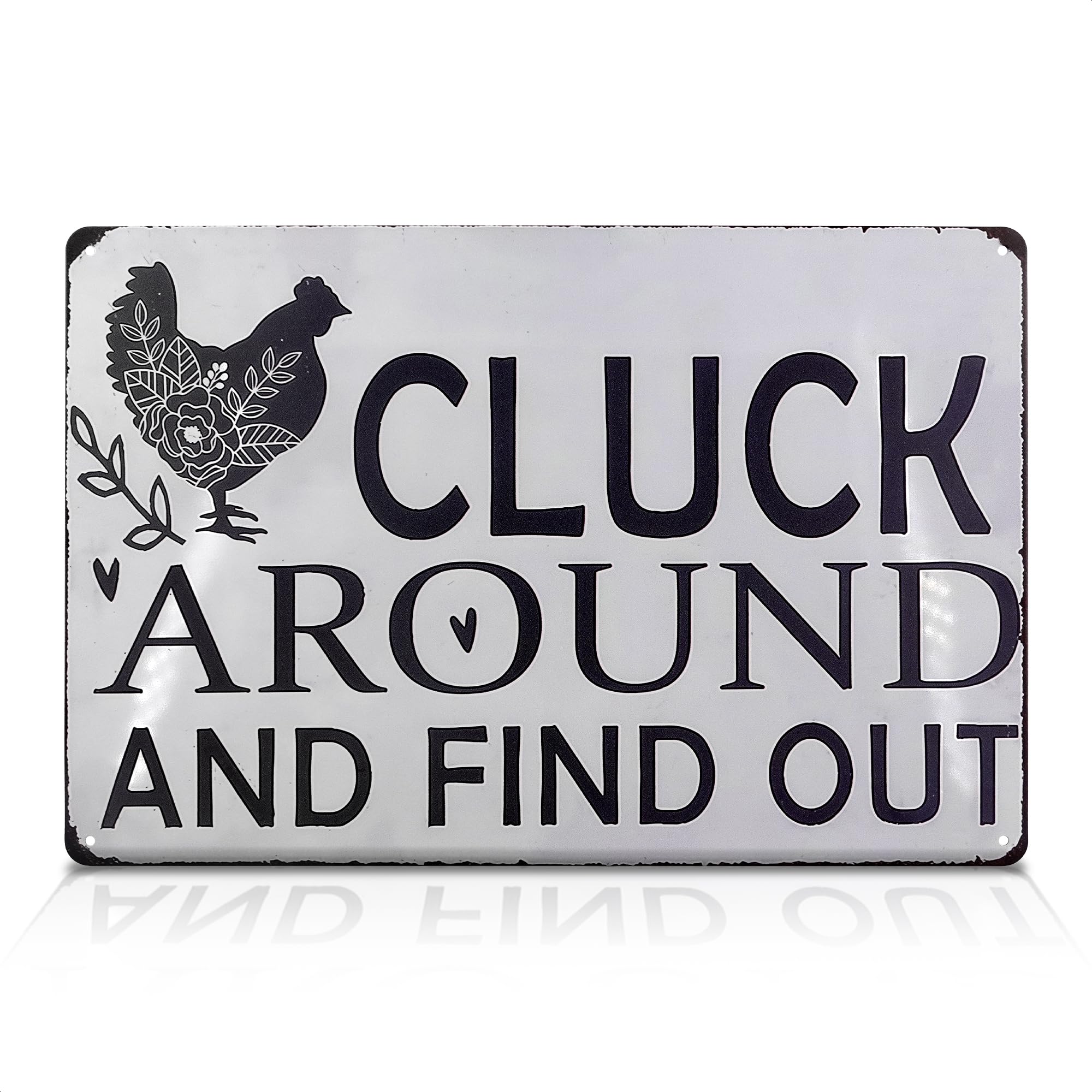 Rustic Chicken Coop Sign - Metal Rooster Decor for Barn or Kitchen, Farmhouse Tin Sign 8 x 12 inch, Country Farm Decorations, Vi
