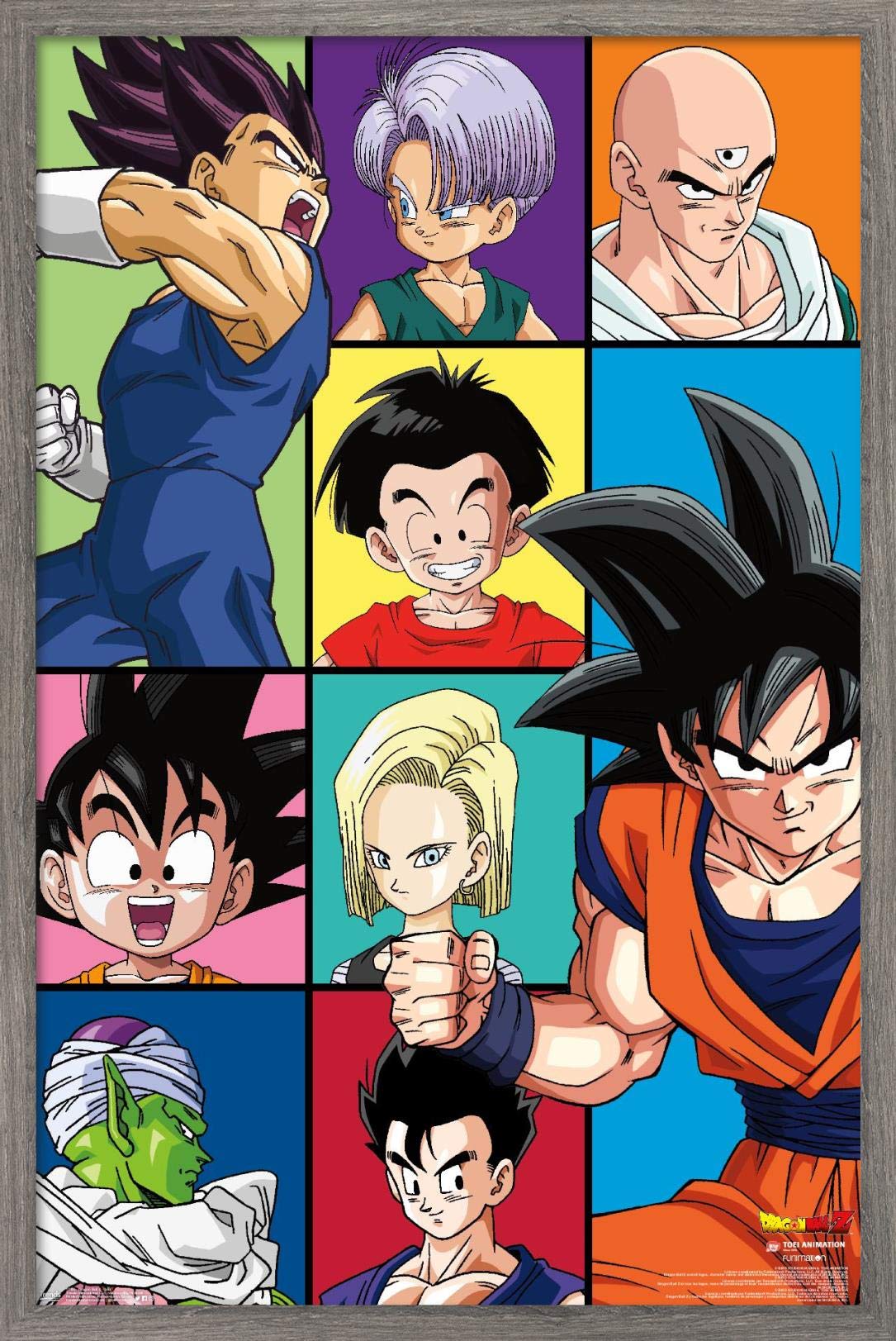 Trends International Dragon Ball Z - Grid Wall Poster, 22.375'' X 34'', Barnwood Framed Version