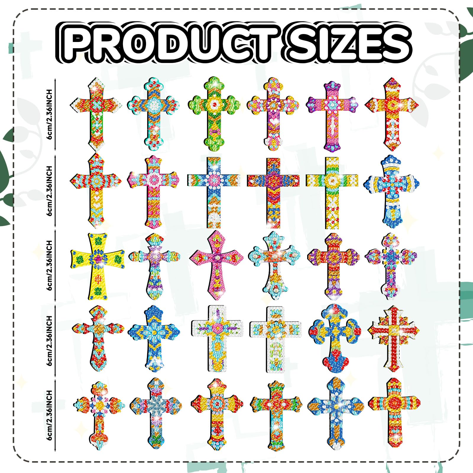 Motipuns 30 Pcs Christmas Cross Diamond Art Painting Magnets Kits Religious Fridge Magnet Christmas Refrigerator Sticker Jesus D