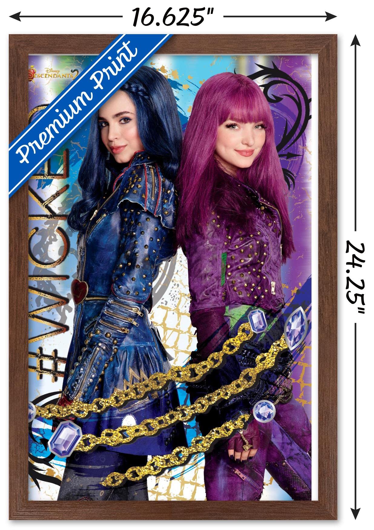 Trends International Disney Descendants 2 - Wicked Wall Poster, 14.725'' X 22.375'', Mahogany Framed Version