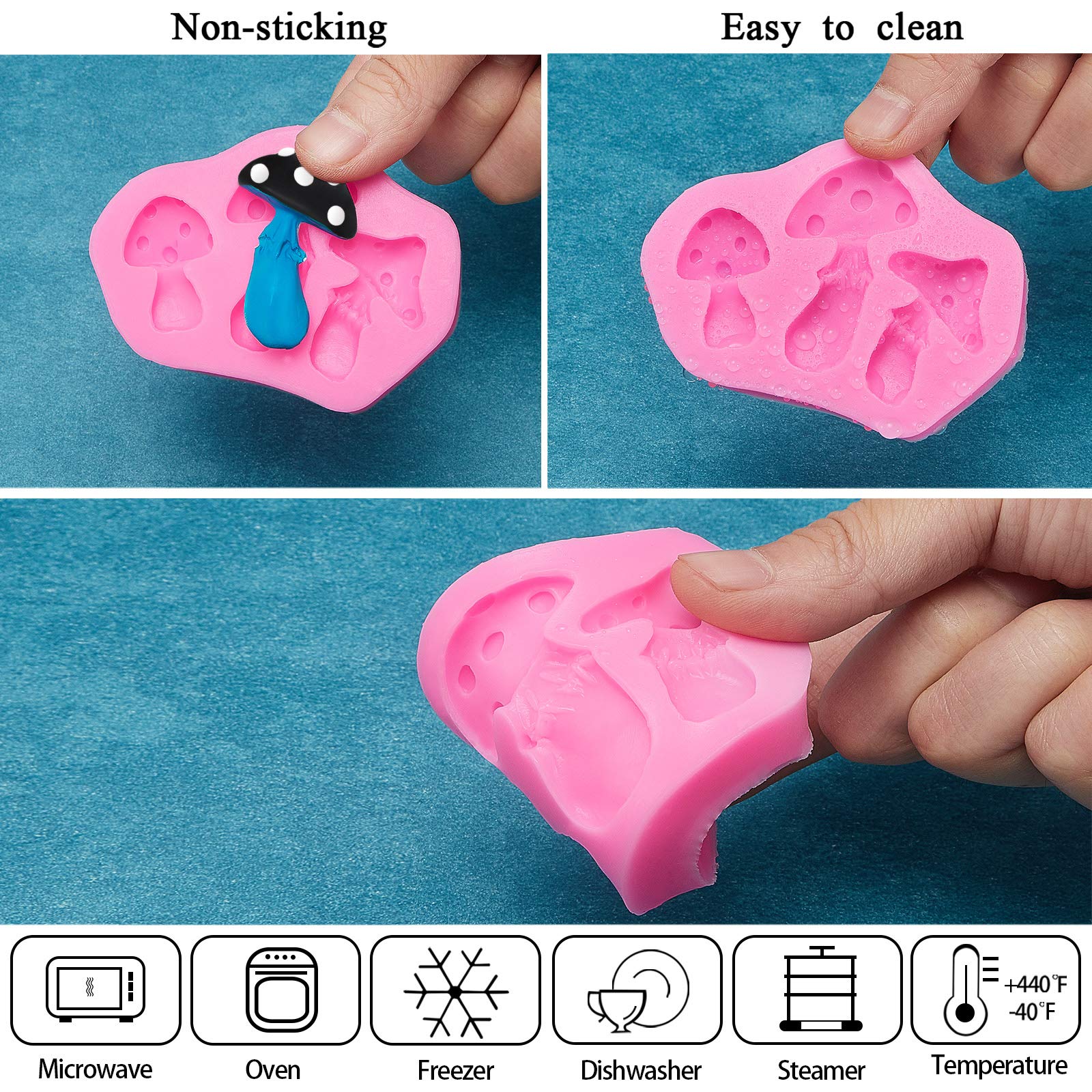 Patelai 2 Pcs Mushroom Silicone Mold Resin Mushroom Shaped Molds Vegetable Keychain Silicone Mold Chocolate Candy Clay Moulds Fo
