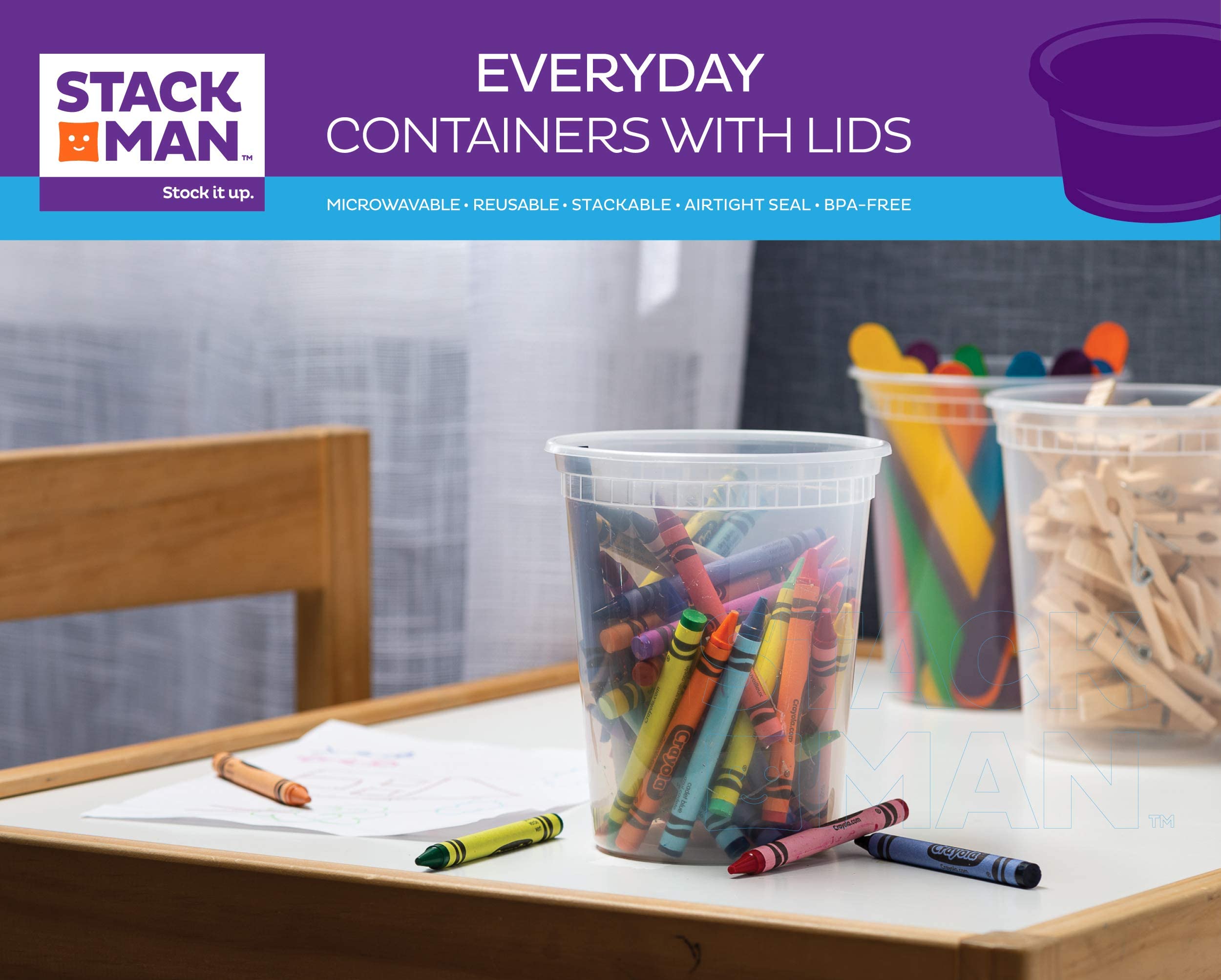 [48 Sets -32 Oz.] Plastic Deli Food Storage Containers With Airtight Lids - Soup Containers With Lids