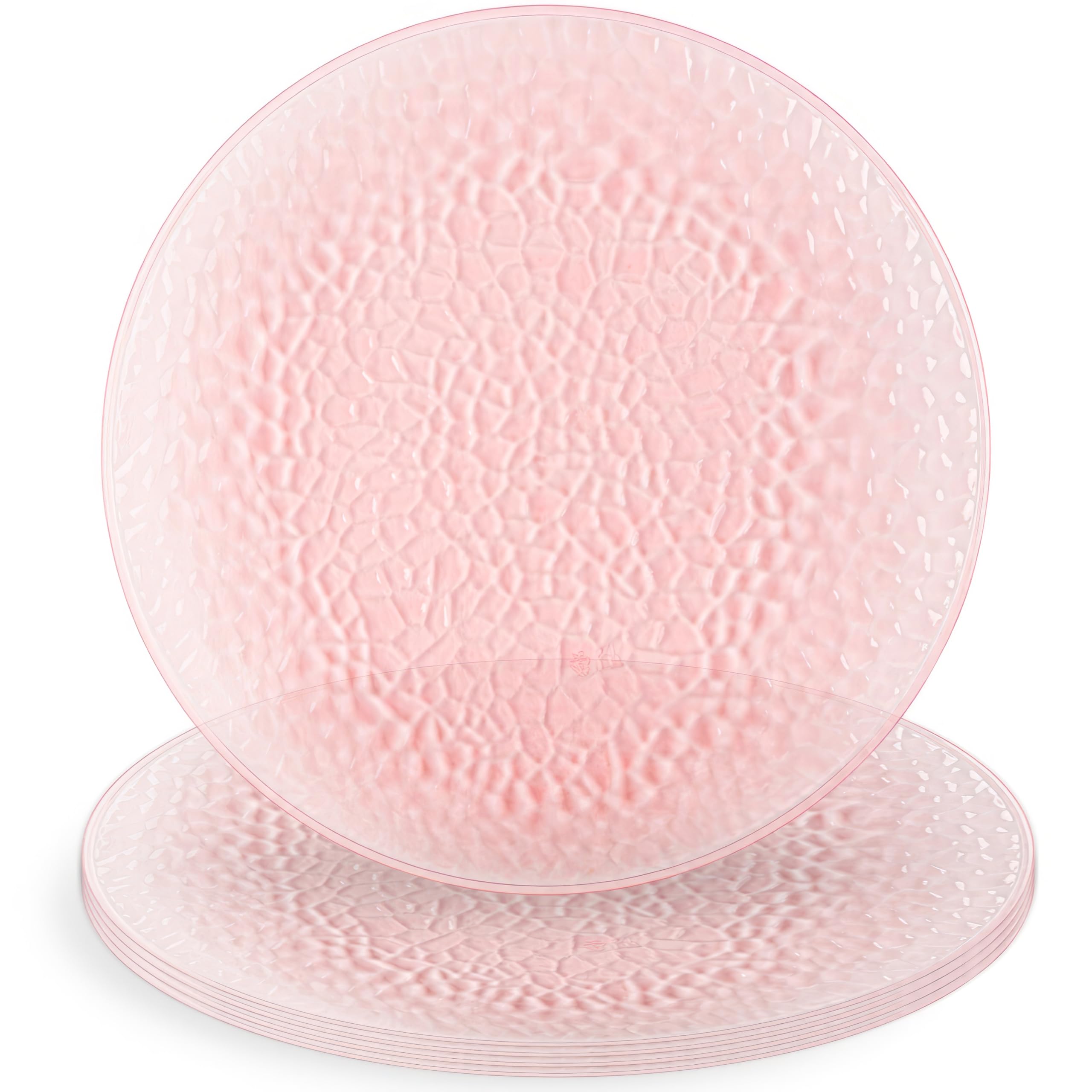 Blue Sky Organic 13'' Hammered Pink Plastic Charger Plates - 4 Count | Durable & Stylish For Elegant Dining Events