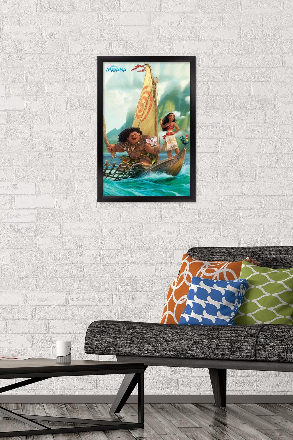 Trends International Disney Moana - Group Wall Poster, 14.72'' X 22.37'', Black Framed Version