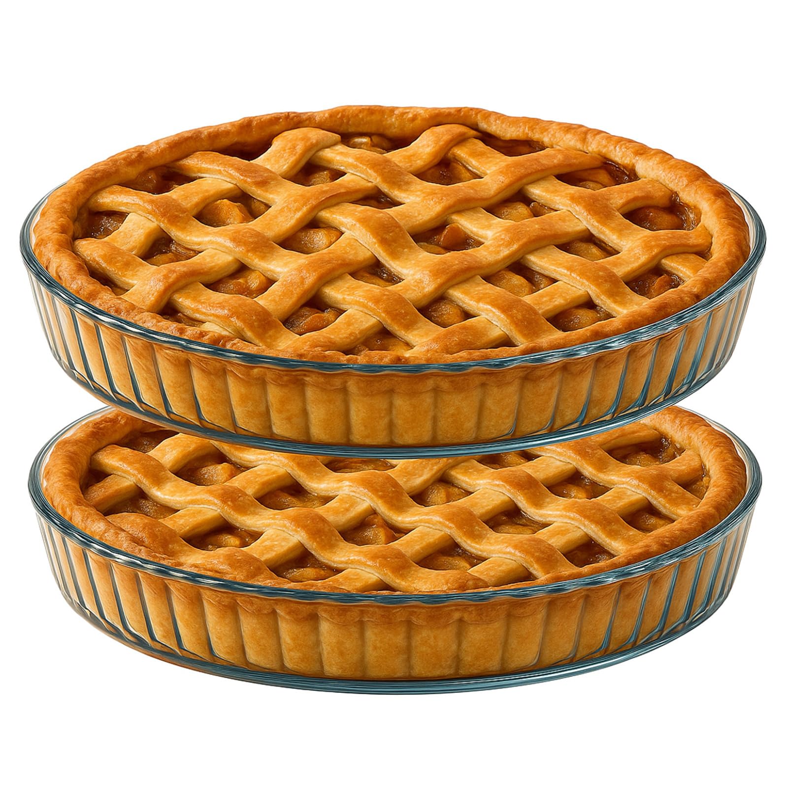 Domensi 2 Pcs 10 Inch Glass Deep Pie Dish for Baking