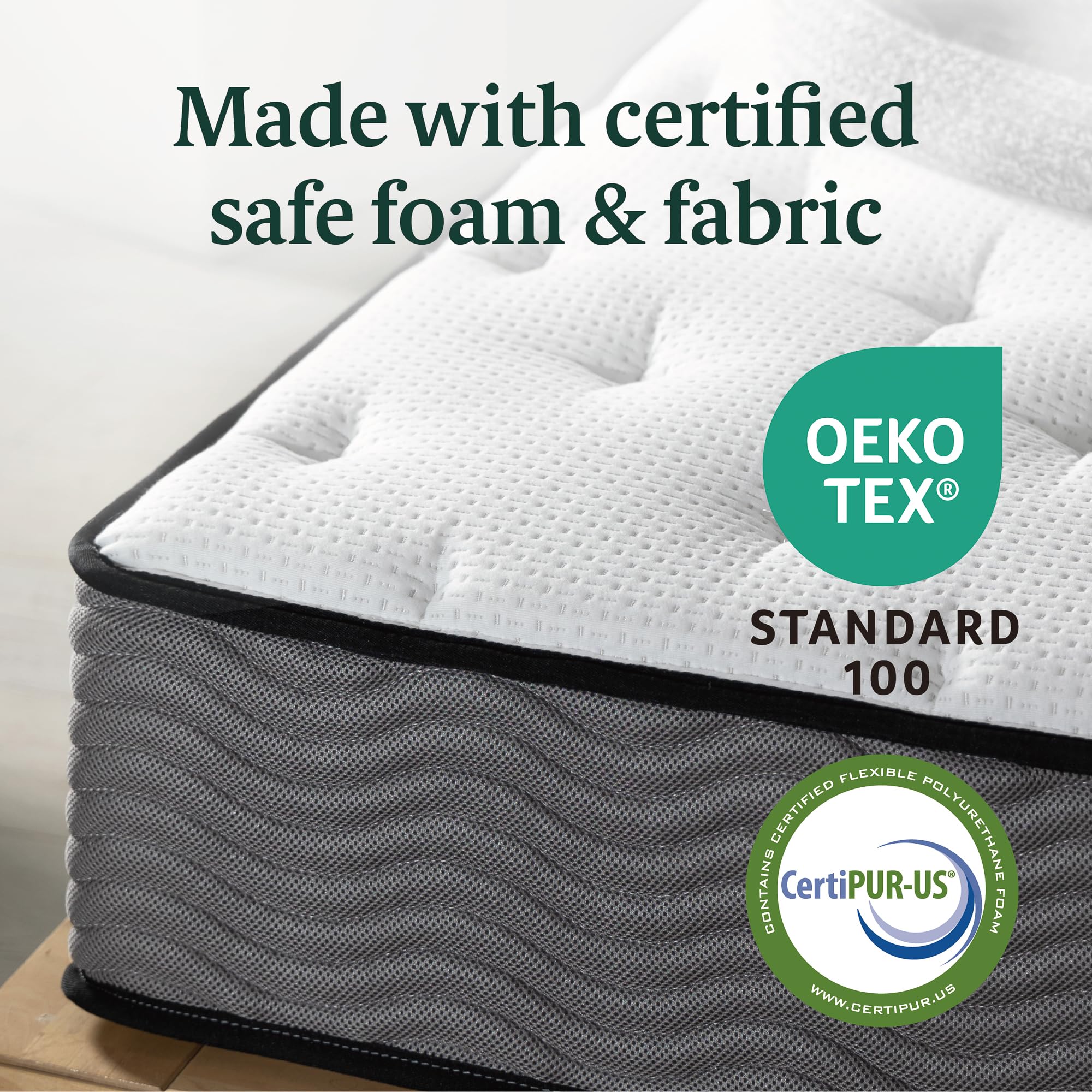 Zinus 10 Inch True Support Hybrid Mattress [New Version], Twin, Fiberglass Free, Medium Feel, Motion Isolation, Certified Safe F