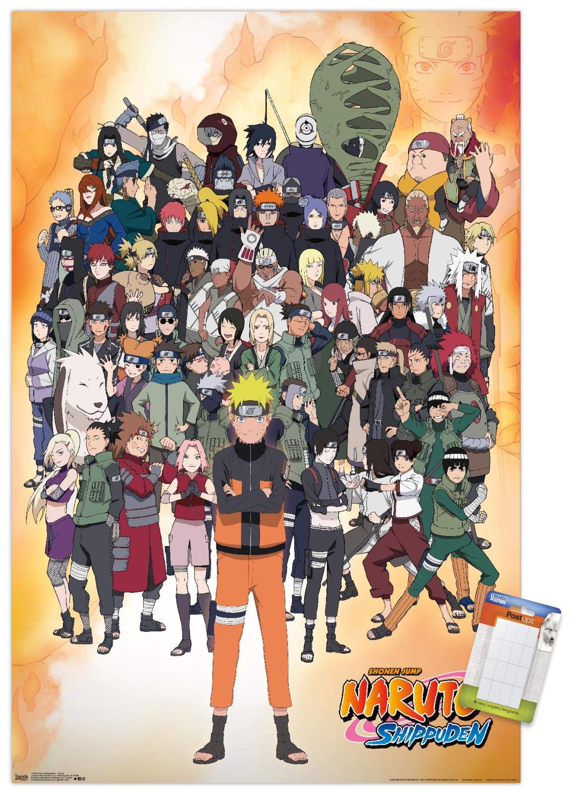 Trends International Naruto Shippuden - Group Wall Poster, 22.375'' X 34'', Poster & Mount Bundle