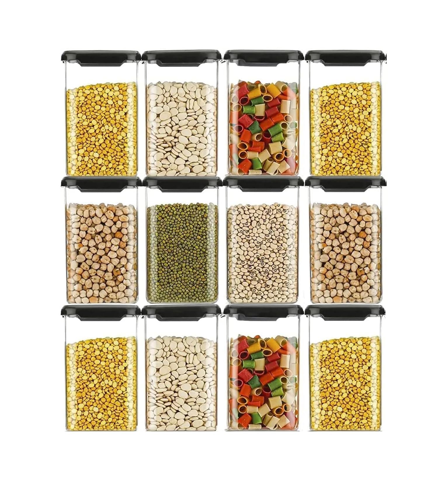 Kitch Kart Airtight Plastic Storage Containers Set For Kitchen | Stackable Containers With Leakproof Lid | Ideal For Pulses, Cer