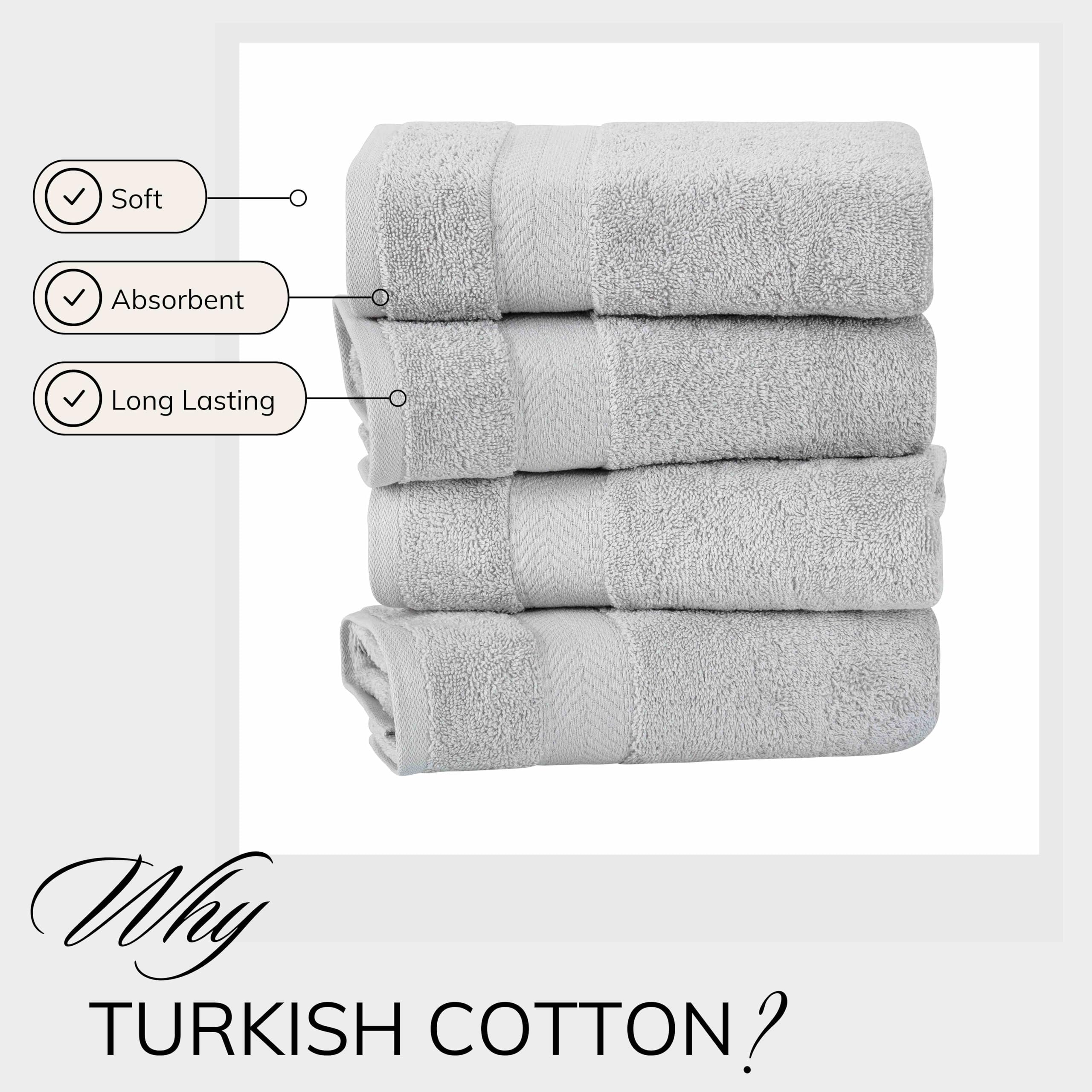 Textilom 100% Turkish Cotton 4 Pcs Hand Towel Set, Luxury Hand Towels For Bathroom, Soft & Absorbent Bathroom Hand Towels Set (