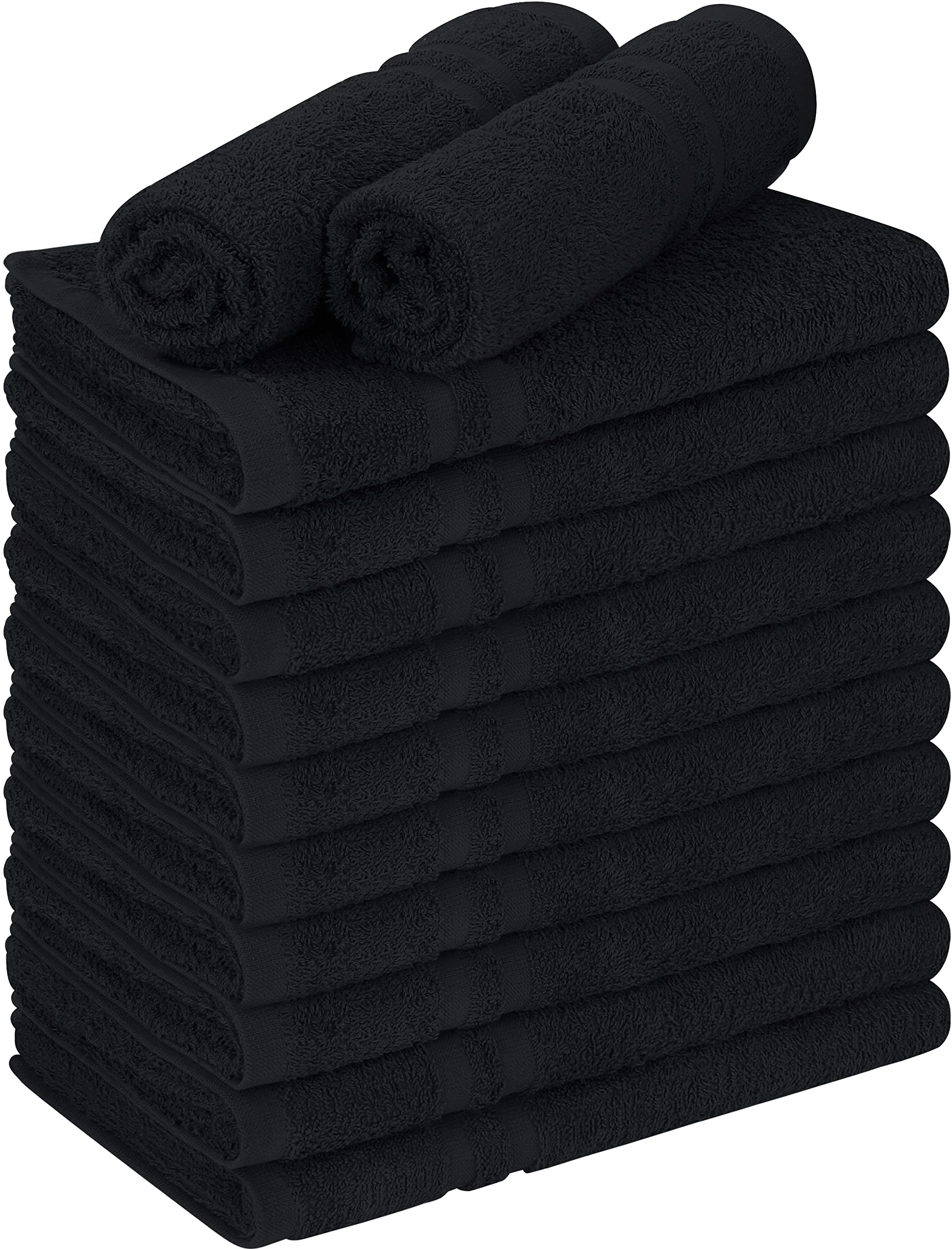 Utopia Towels Cotton Bleach Proof Salon Towels (16X27 Inches) - Bleach Safe Gym Hand Towel (12 Pack, Black)