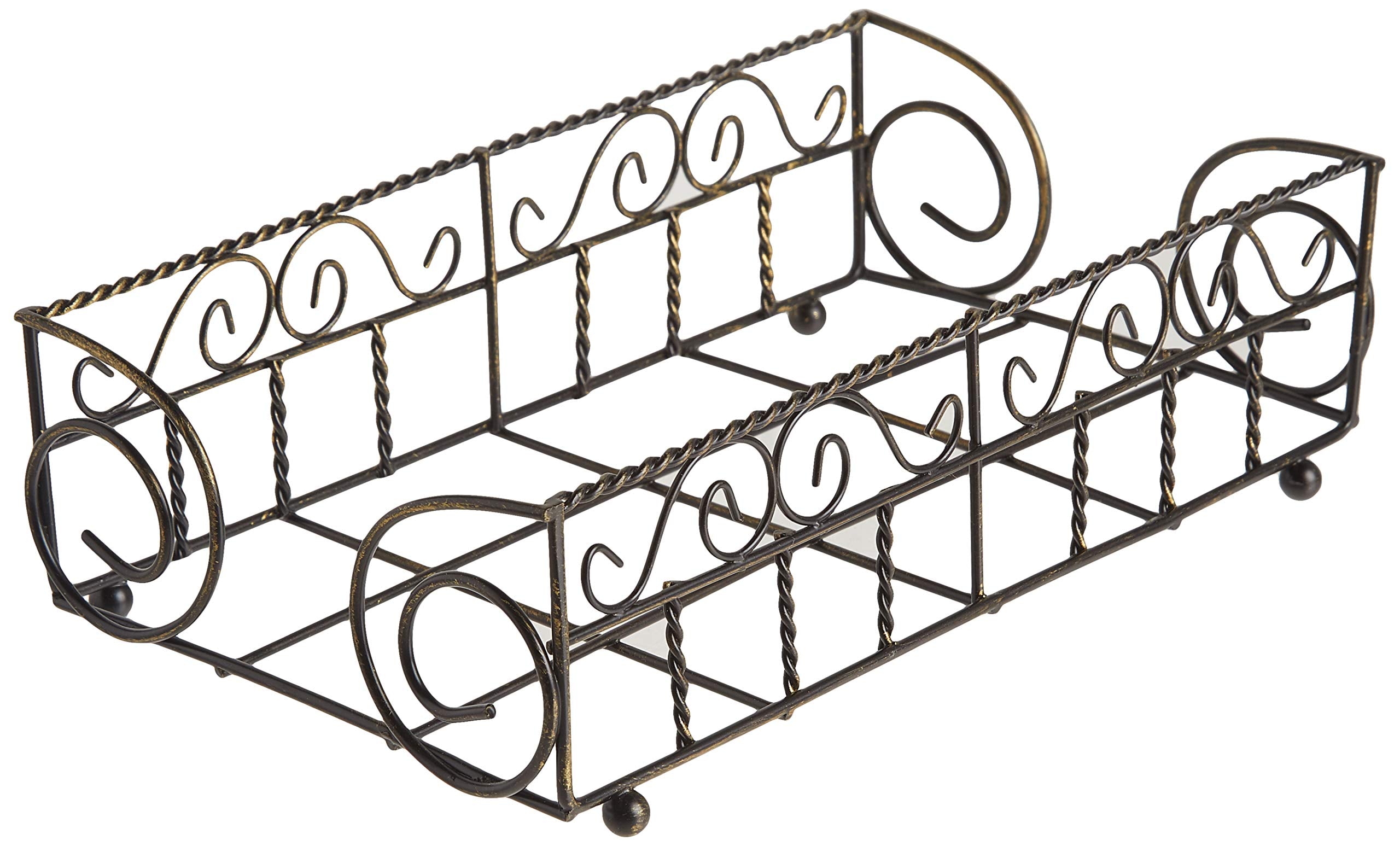 Boston International Garden Gate Design Guest Towel Napkin Holder Caddy, Antique Brass