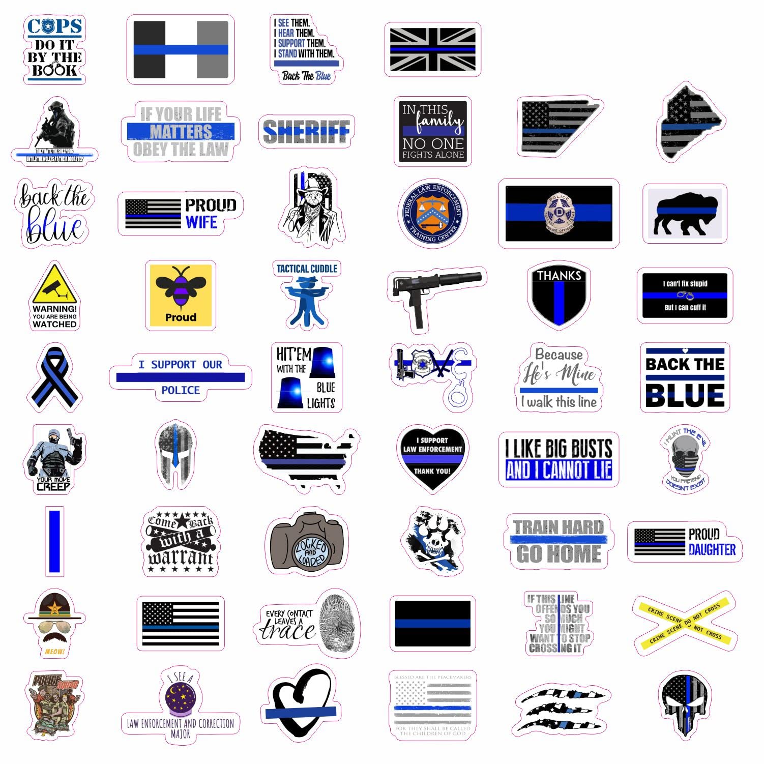 100Pcs Law Enforcement Stickers  Law Enforcement Support Decals  Law Enforcement Accessories  Law Enforcement Gifts  Thin Blue Line Stickers  Thin Blue Line Flag Stickers  Blue Line Gifts  Decorations