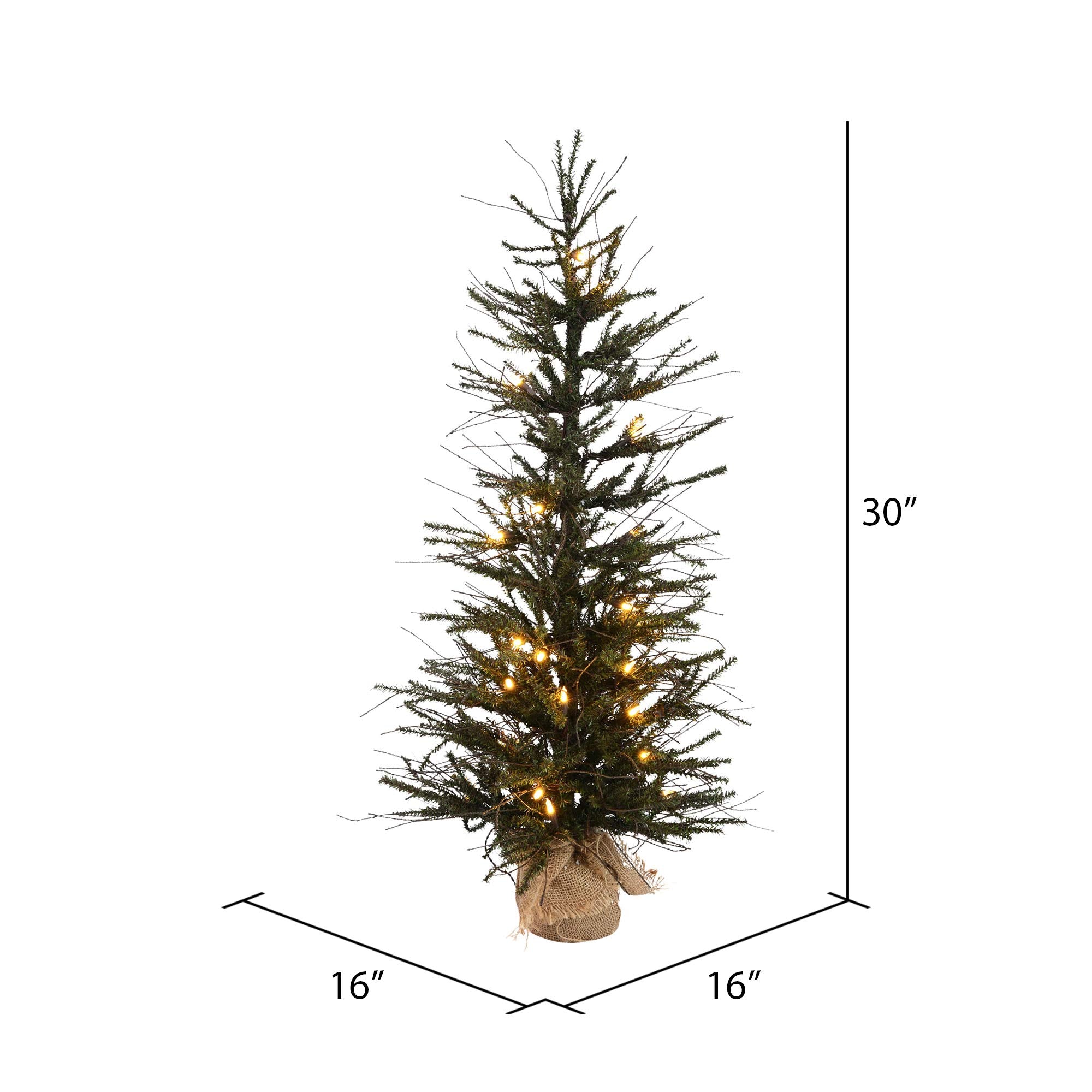 Vickerman 30 Vienna Twig Artificial Christmas Tree, Warm White Italian LED Mini Lights, Seasonal Indoor Home Decor with Decorati