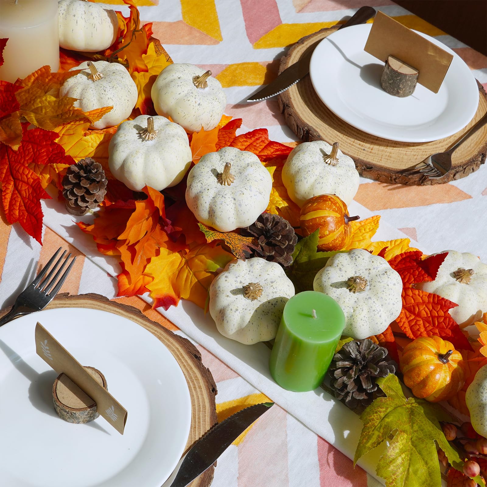 Winlyn 12 Pcs Small Artificial Cream Pumpkins Decorative Pumpkins Foam Pumpkins for Fall Harvest Wedding Baby Shower Thanksgivin