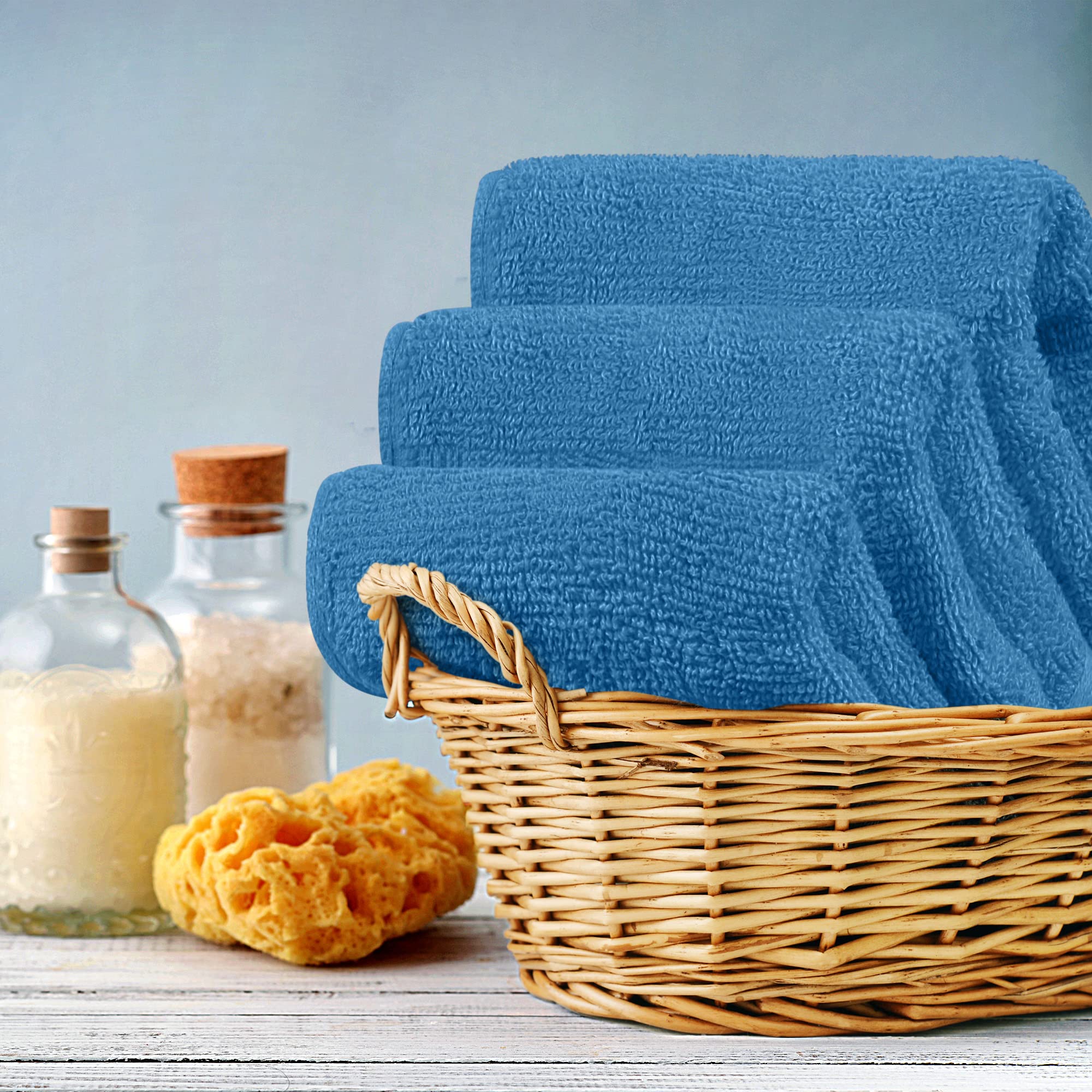 Utopia Towels 12 Pack Premium Wash Cloth Towel (12x12Inches) 100% Cotton Flannel  Ring Spun  Highly Absorbent and Soft Feel Washcloths for Bathroom  Spa  Gym  and Face Towel (Electric Blue)