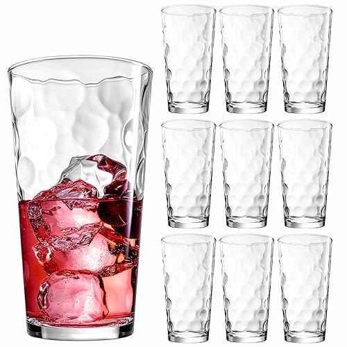 Home Essentials & Beyond Drinking Glasses Set Of 10] Highball Glass Cups 17Oz Premium Cooler Glassware - Ideal For Water, Juice,