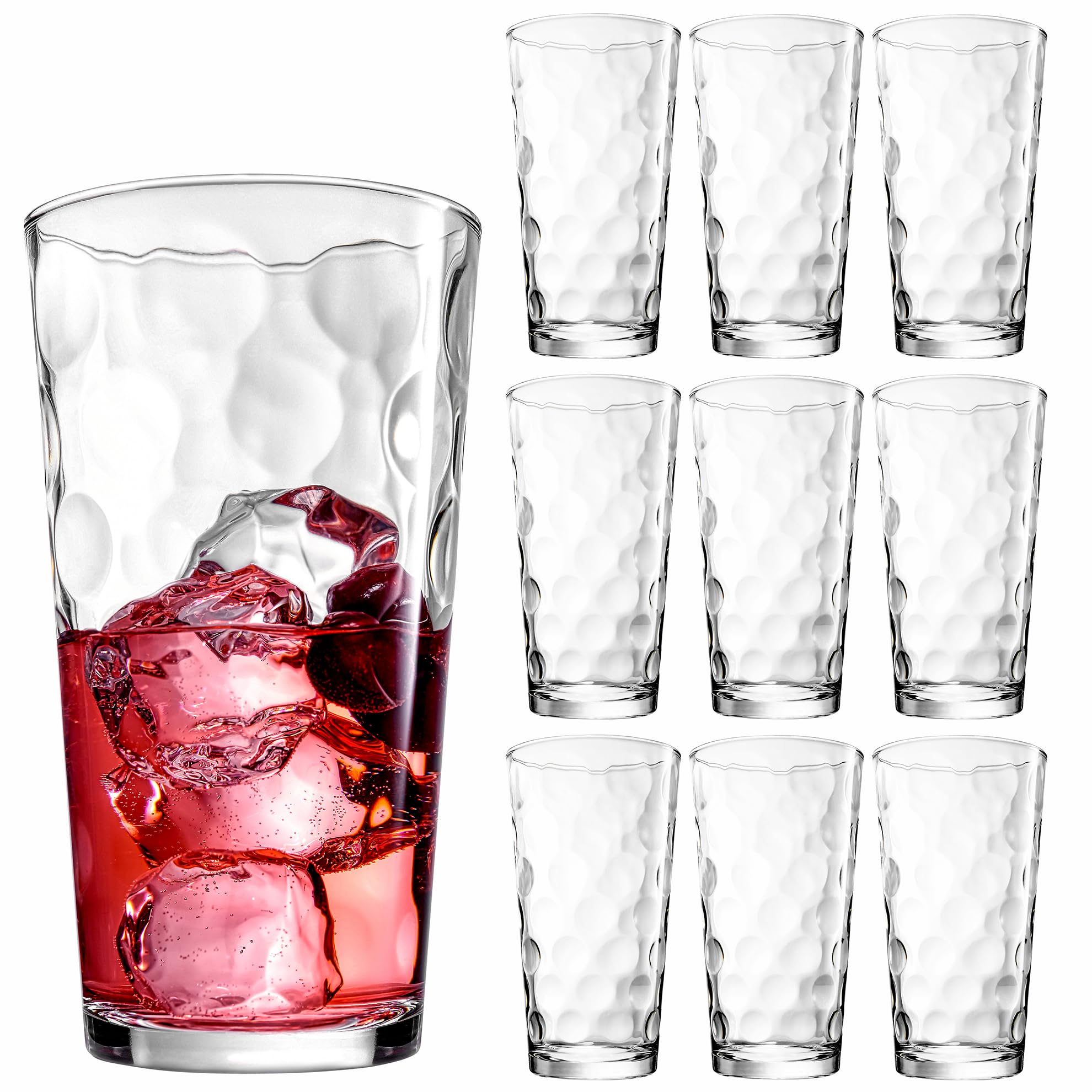Home Essentials & Beyond Drinking Glasses Set Of 10] Highball Glass Cups 17Oz Premium Cooler Glassware - Ideal For Water, Juice,