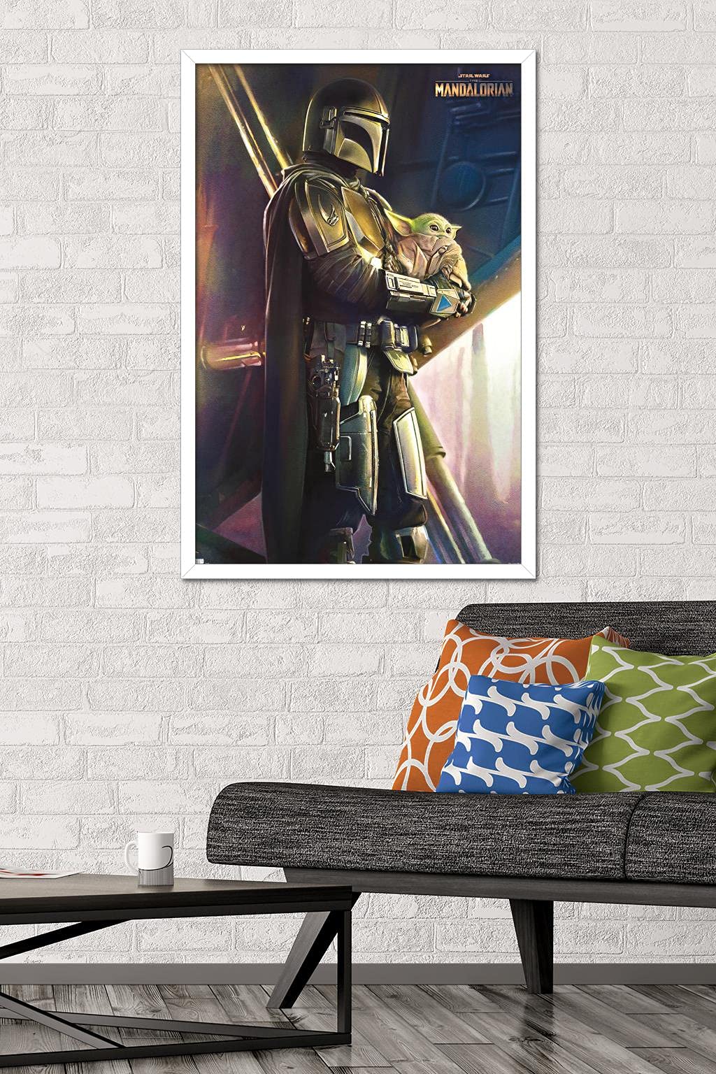 Trends International Star Wars: The Mandalorian - Held Wall Poster, 22.375'' X 34'', White Framed Version