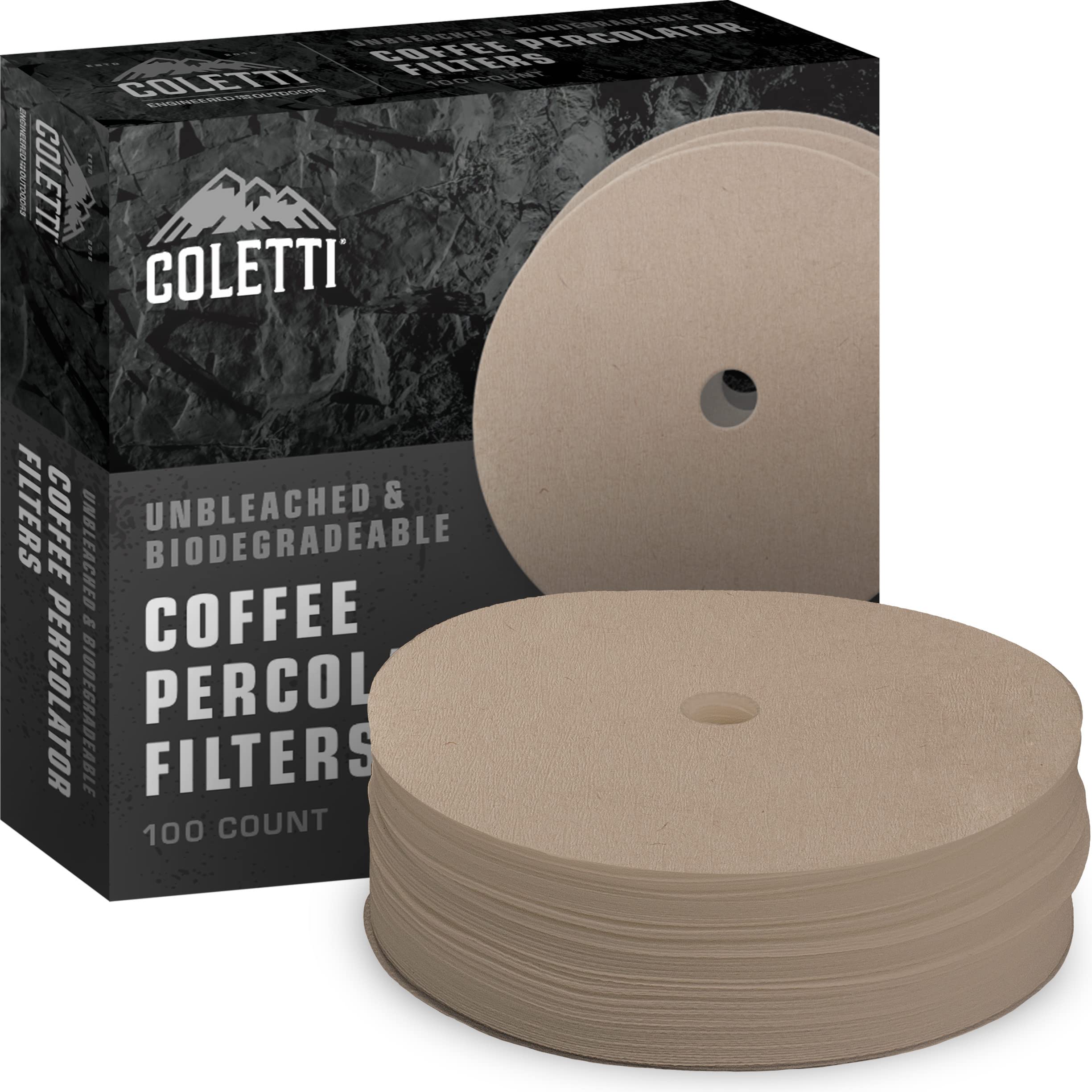 Coletti Bozeman Percolator Coffee Filters 3.75In - 100 Disc Coffee Filters For Percolators - Premium (Brown - Paper, 3.75?)