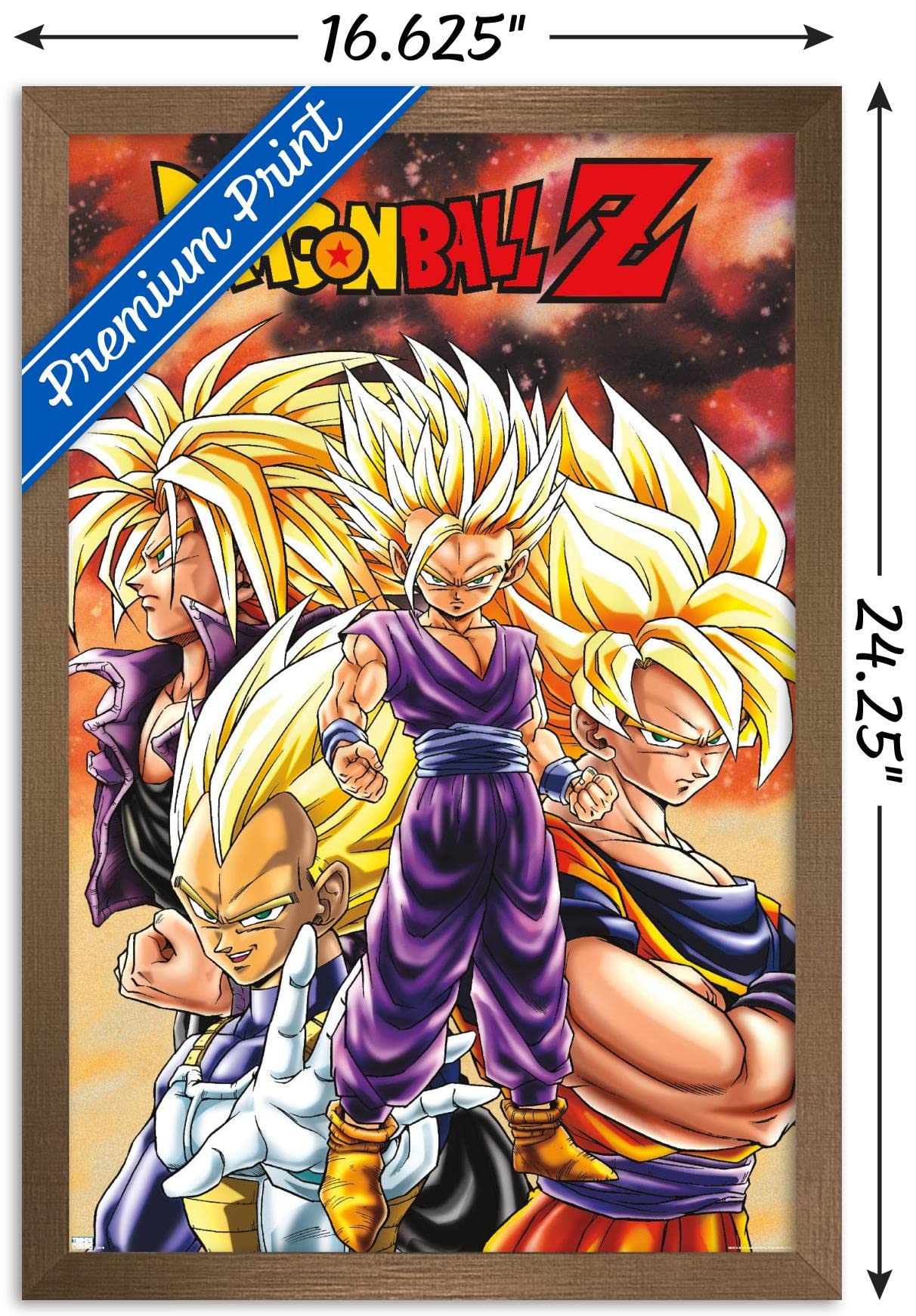 Trends International Dragon Ball Z - Saiyans Wall Poster, 14.725'' X 22.375'', Bronze Framed Version