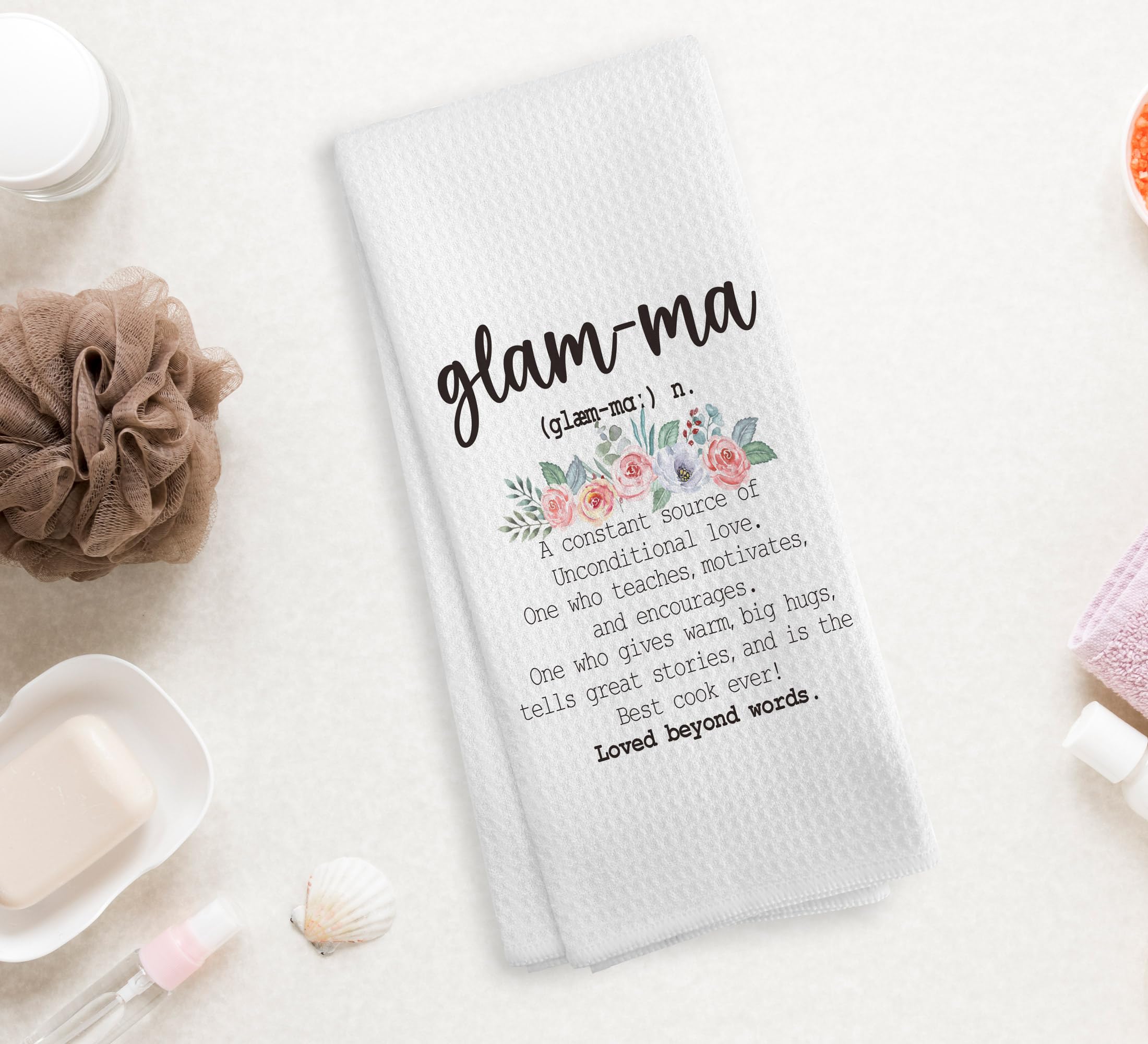 NOQL Glamma Gifts Kitchen Towels and Dishcloths, Grandma Hand Towels Tea Towels for Bathroom Kitchen, 1624 Inches