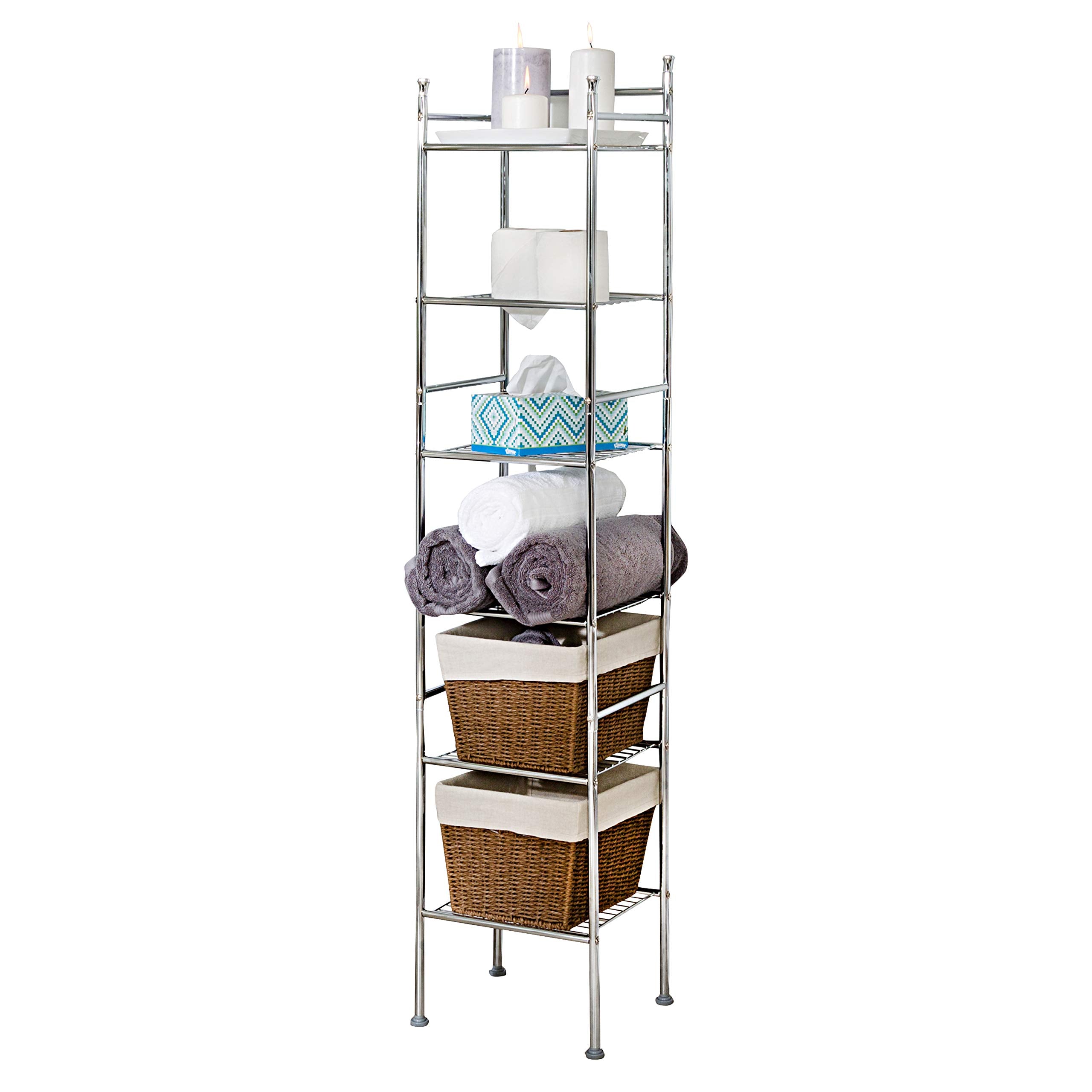 Honey-Can-Do Bth-03484 6 Tier Metal Tower Bathroom Shelf, 12.6 L X 11 W X 59.8 H, Chrome