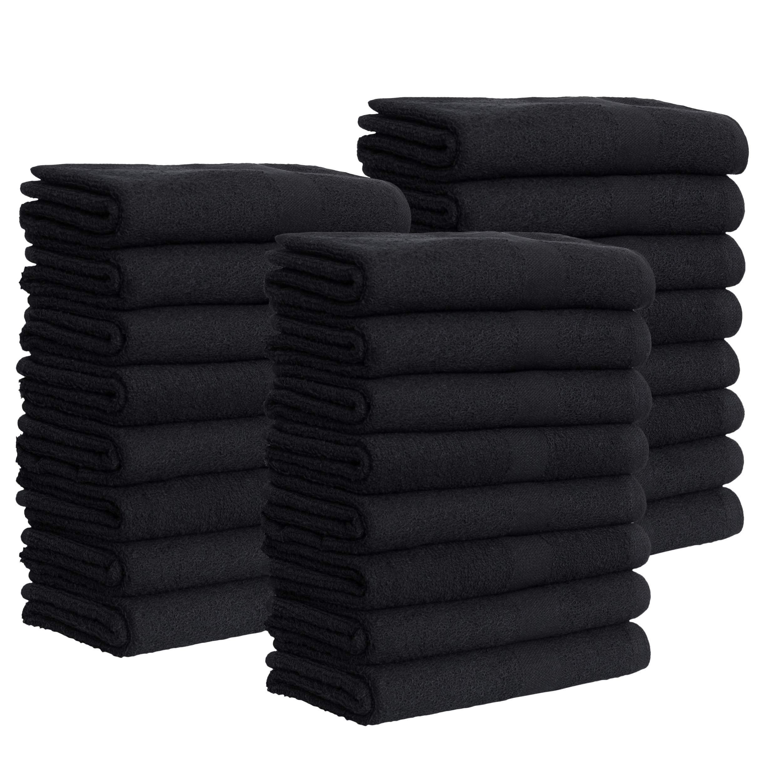 GREEN LIFESTYLE Black Bleach Proof Towels Bulk Sets 100% Cotton 16' X 25' Premium Spa Quality, Super Soft and Absorbent for Gym,