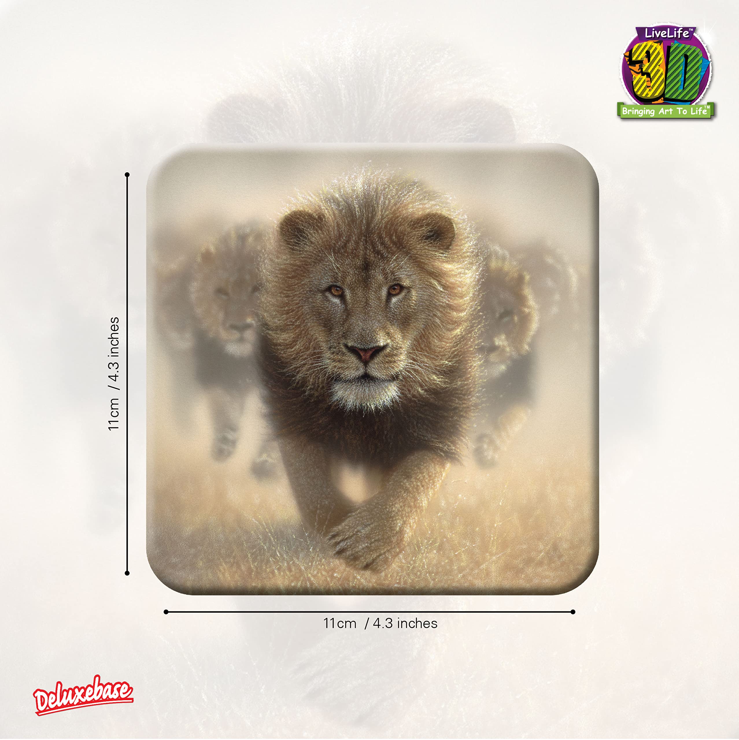 3D Livelife Cork Coaster - Eat My Dust From Deluxebase. Lenticular 3D Cork Lion Coaster. Non-Slip Drink Coaster With Original Ar