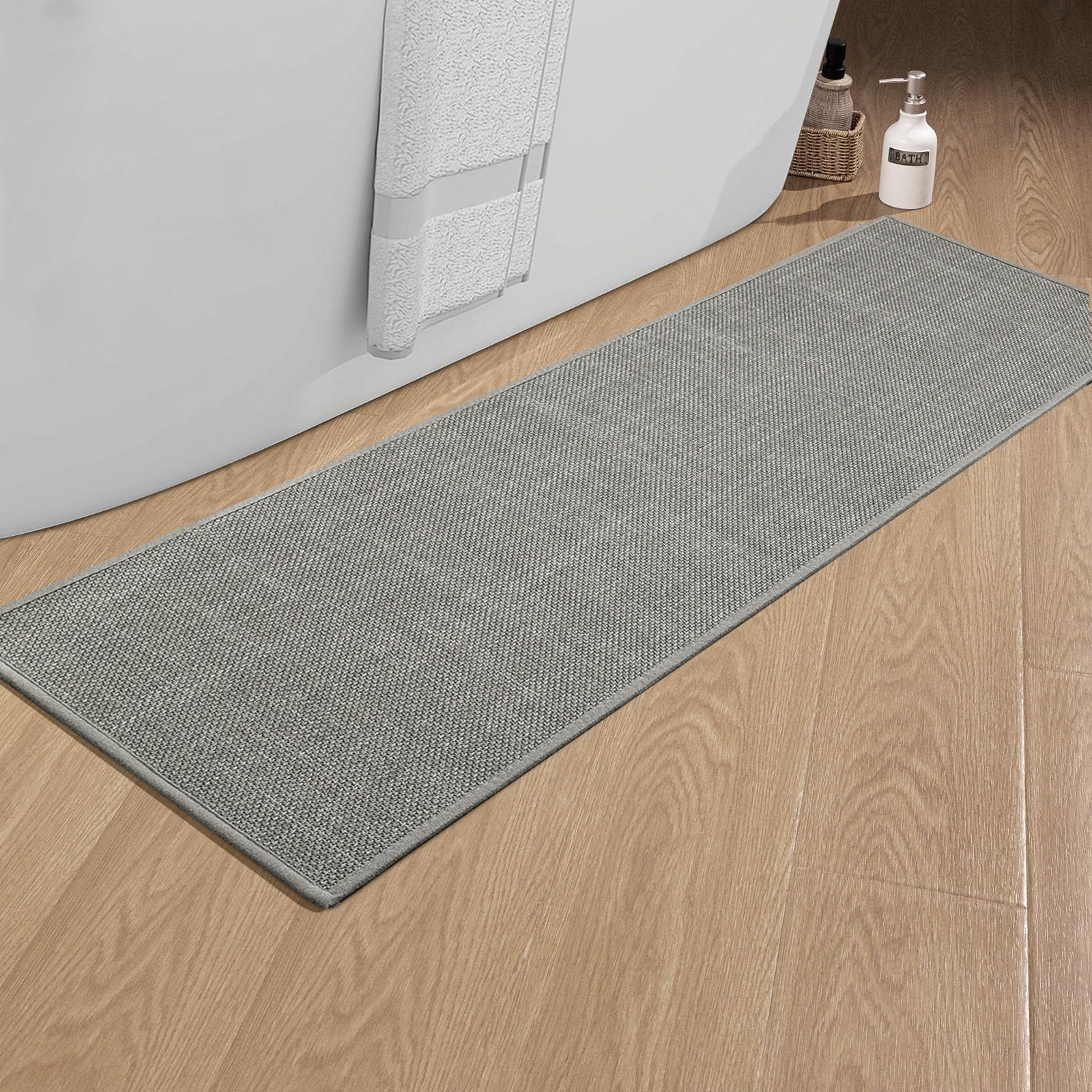 Chakme Bathroom Rugs Mat 59X17, Ultra Thin Non Slip Bath Mat Runner Quick Dry Absorbent Bath Mat For Bathroom Floor, (Dark Grey,