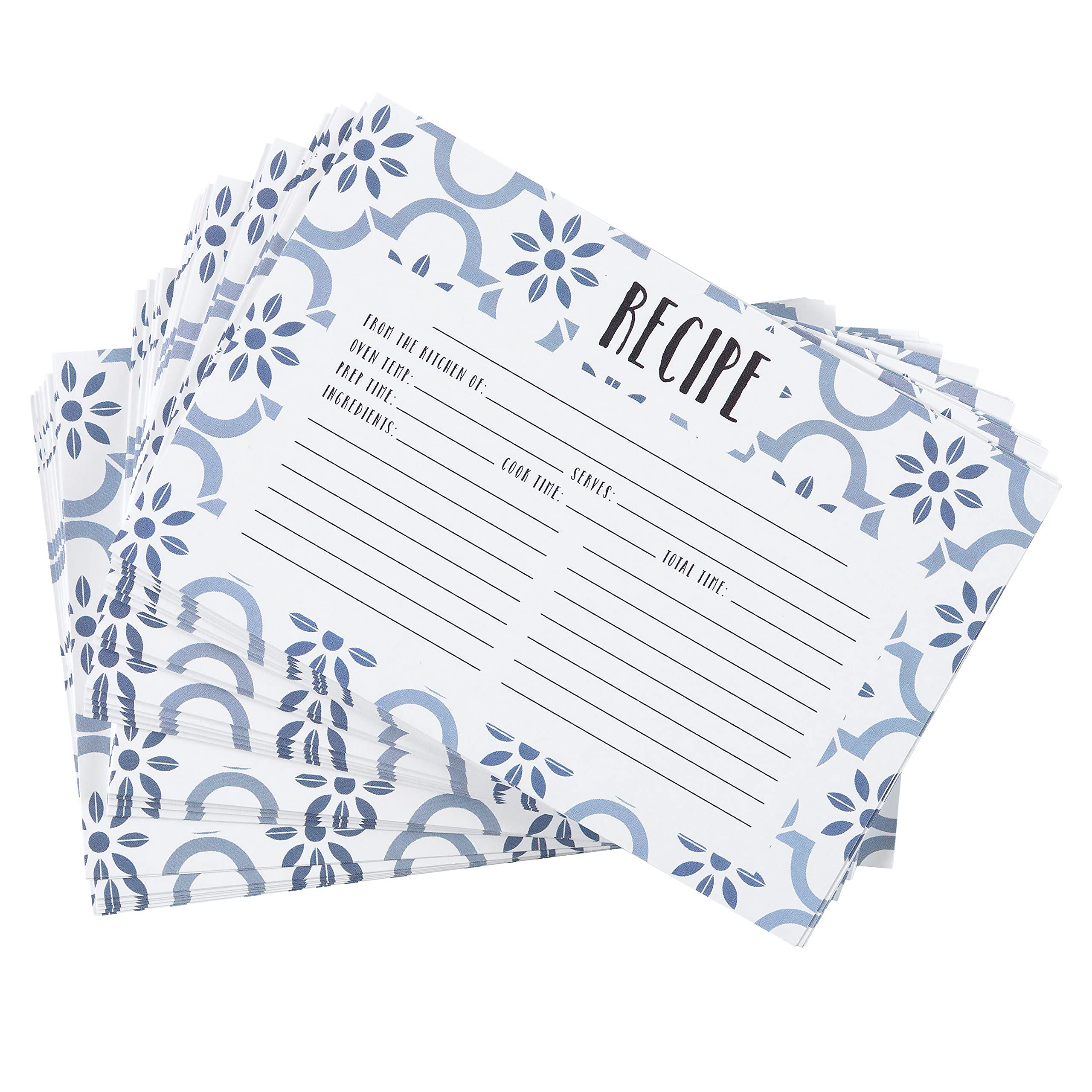 C.R Gibson Q12-24018 Double Sided Recipe Cards, 40Pcs, 4'' W X 6'' L, True Blue