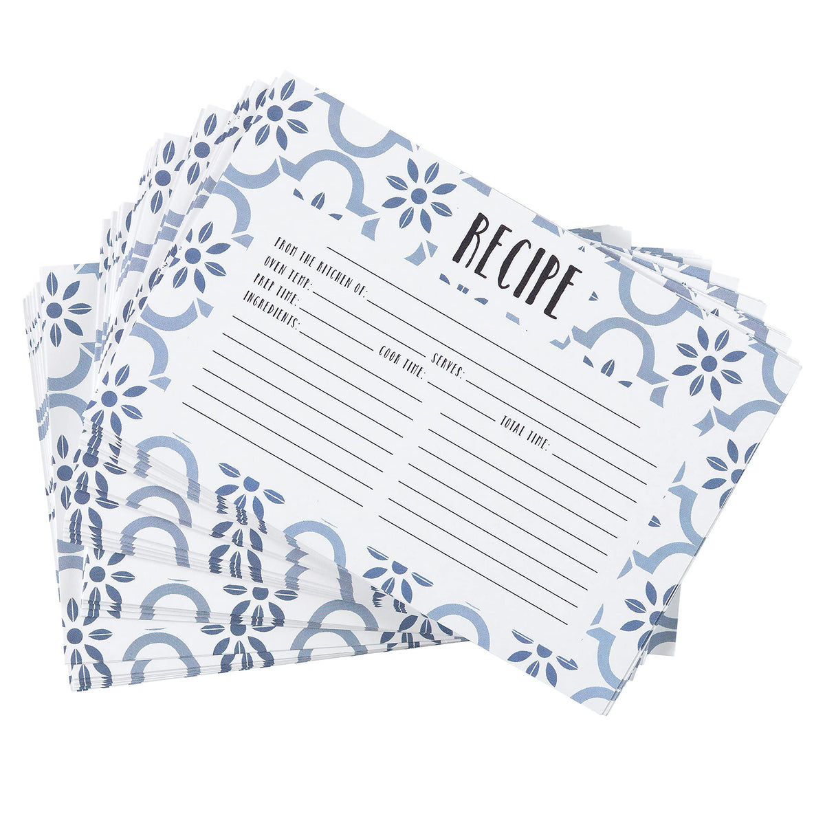 C.R Gibson Q12-24018 Double Sided Recipe Cards, 40Pcs, 4'' W X 6'' L, True Blue