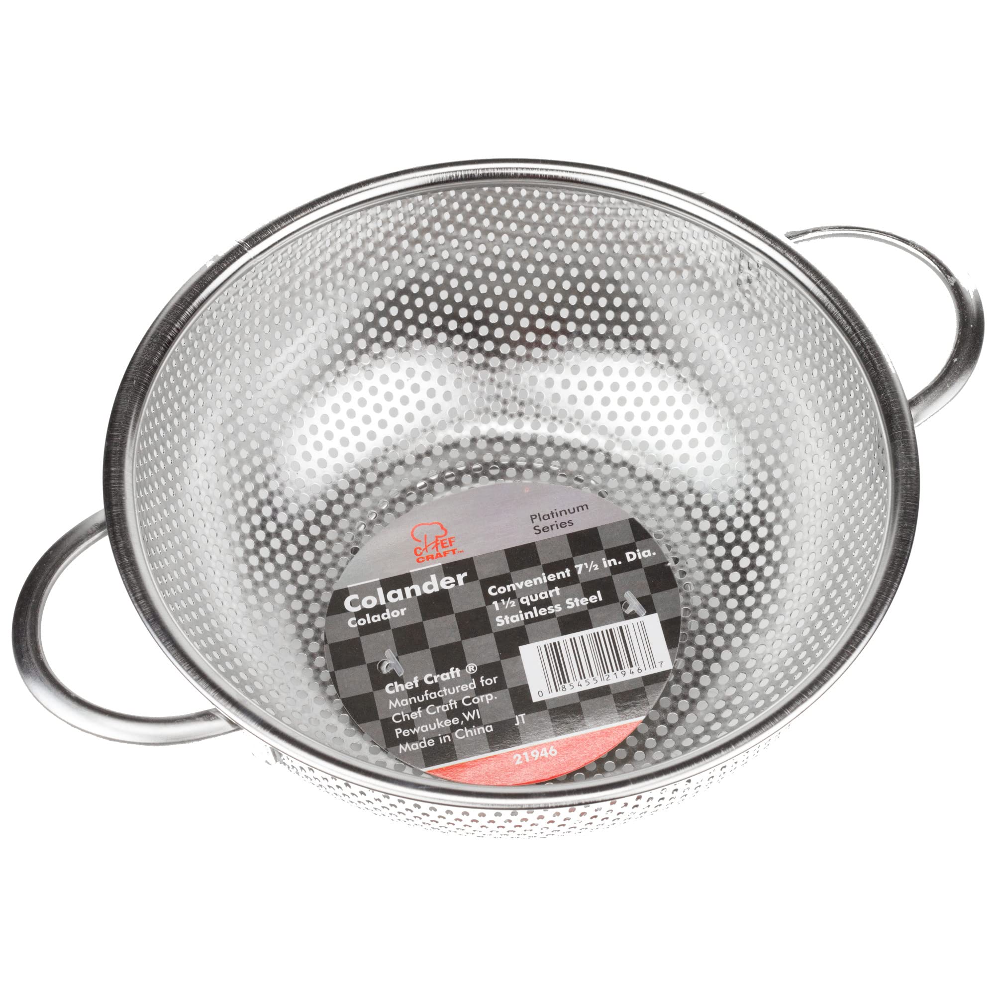Chef Craft Quick Drain Microperforated Colander, 1.5 Quart, 2.5 Quart, And 5 Quart 3 Piece Set, Stainless Steel