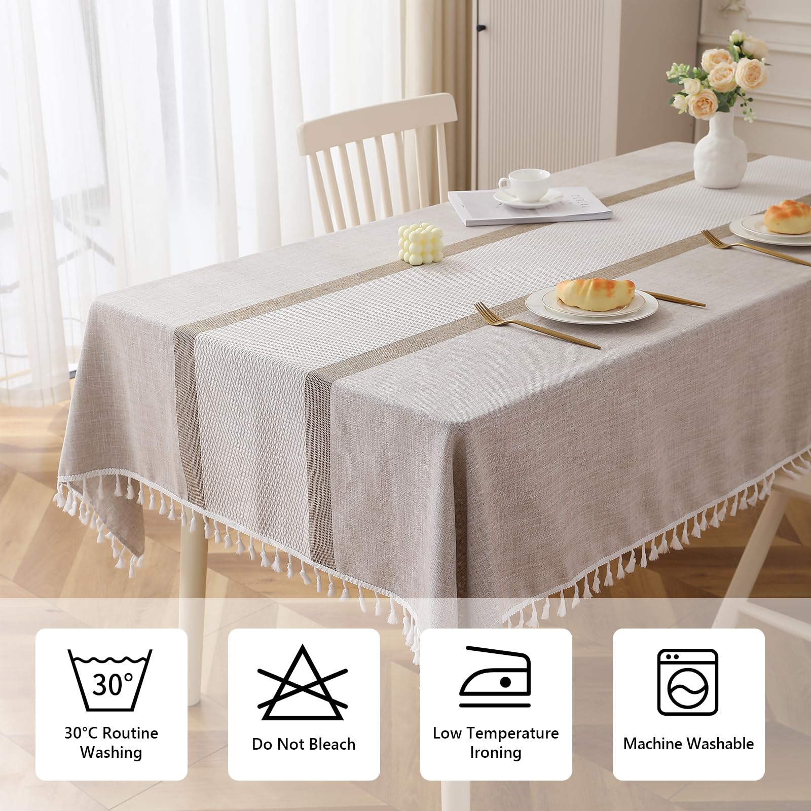 Deep Dream Table Cloth Rectangle Table, Heavy Duty Cotton Linen Tablecloths Rectangular, Waterproof Farmhouse Washable Table Cov