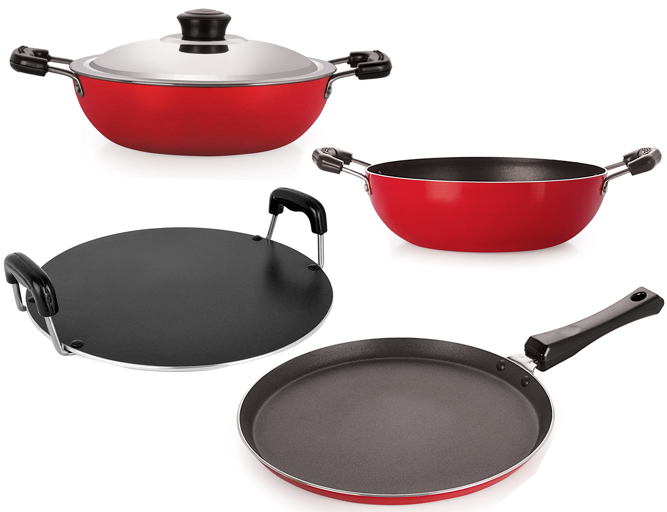 Nirlon NonStick Heavy Gaug Aluminium Gas Compatible Dishwasher Safe Kitchenware Combo Utencil Gift Set Offer, Bakelite Handle