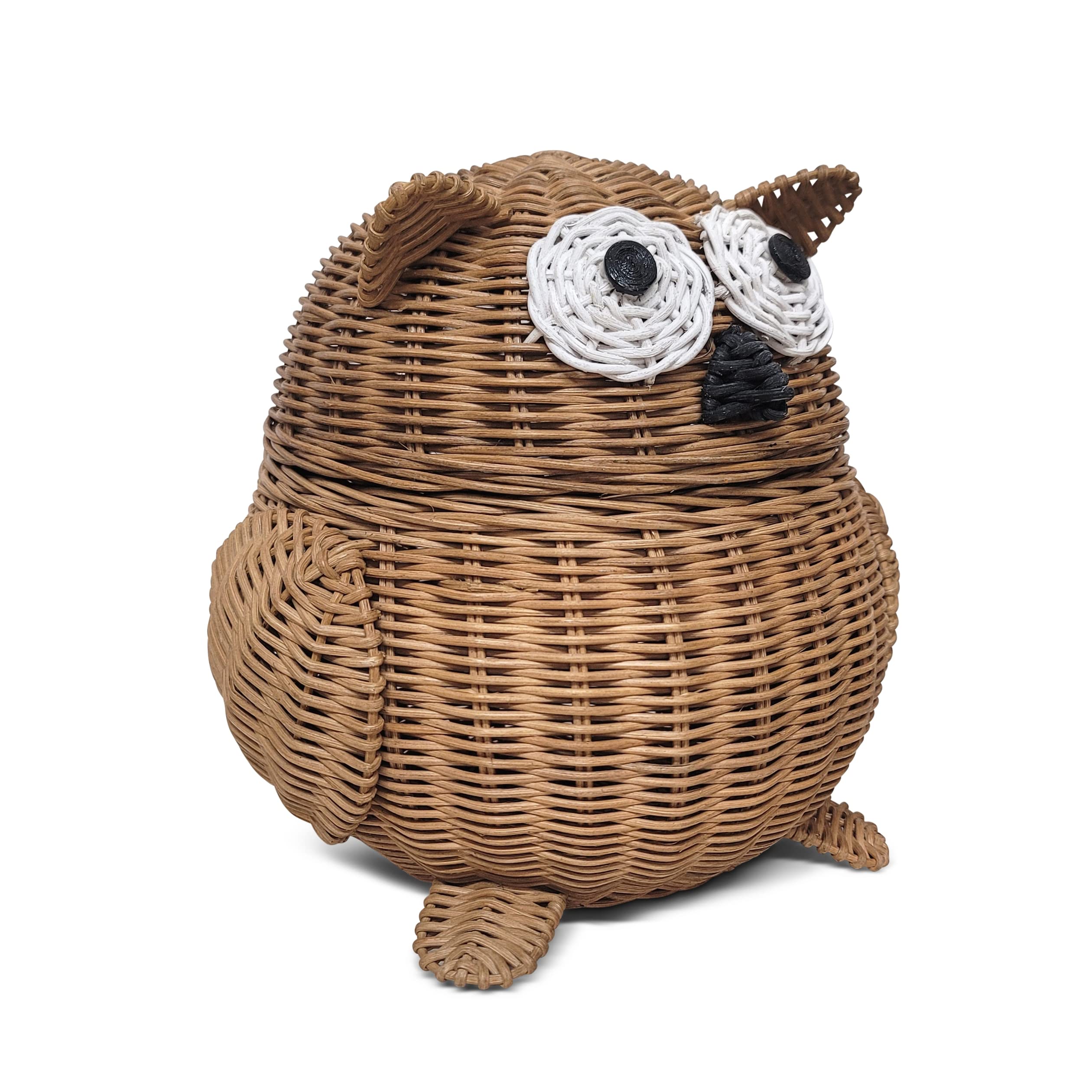 G6 Collection Owl Rattan Storage Basket With Lid Decorative Home Decor Hand Woven Shelf Organizer Cute Handmade Handcrafted Gift