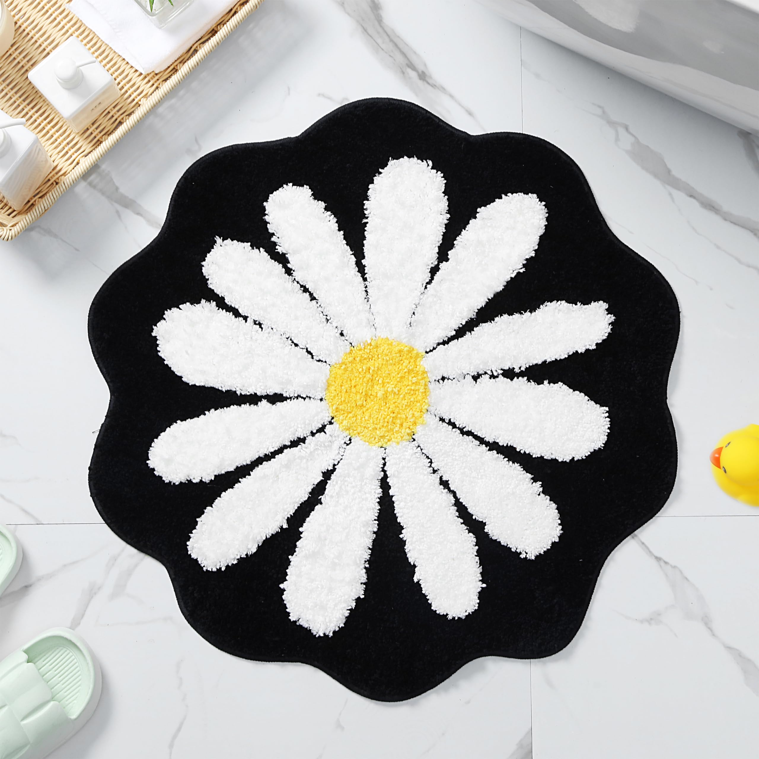 Cute Bath Mat,Pink Flower Rug,Water Absorption Non Slip Mat,Soft Machine Wash Rug Mat For Bedroom Kitchen Bathroom Toilet Floors