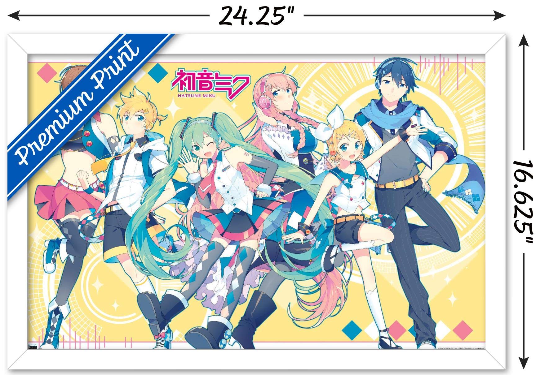 Trends International Hatsune Miku-Yellow Group Wall Poster, 14.725'' X 22.375'', White Framed Version