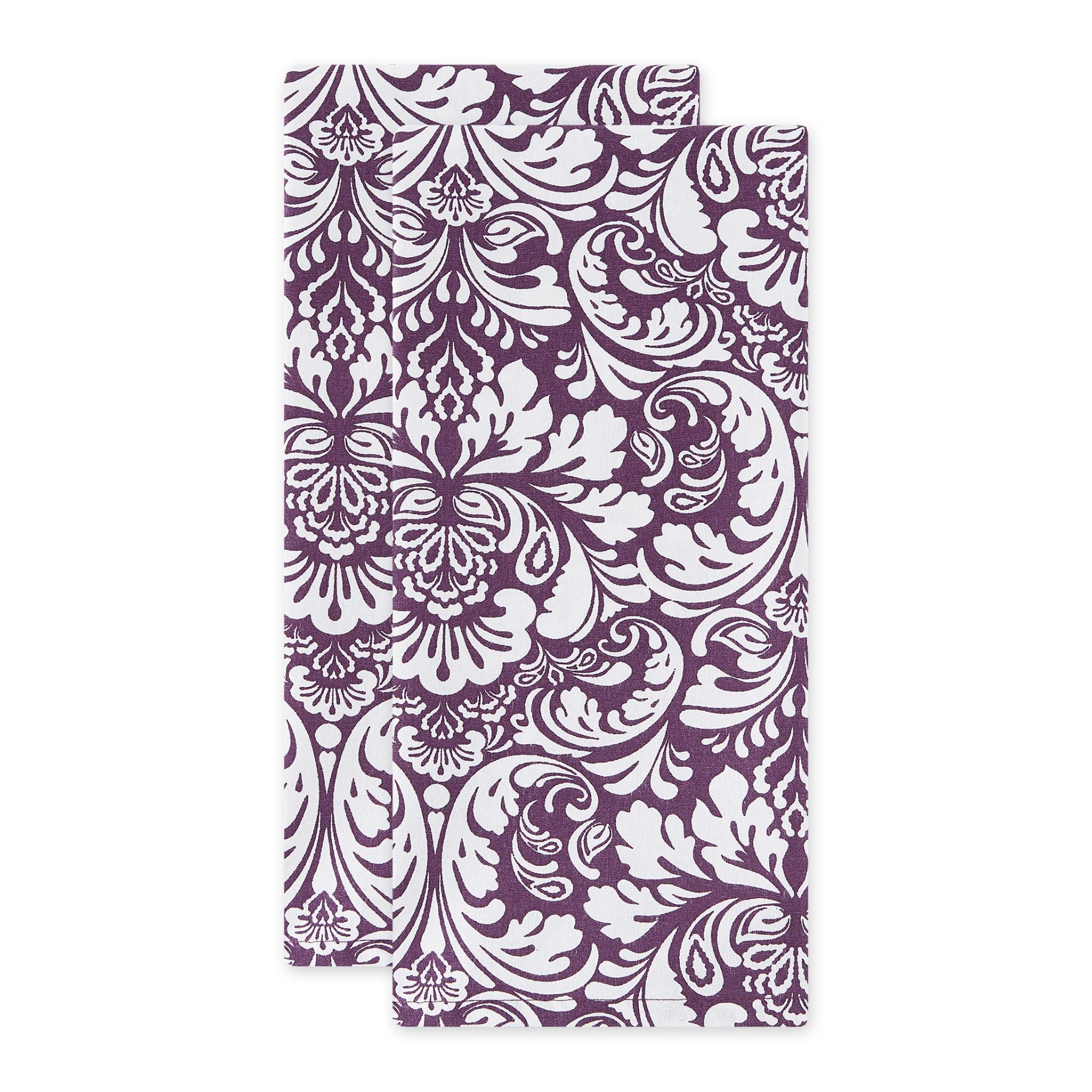 DAMASK DISHTOWEL Set of 2 EGGPLANT