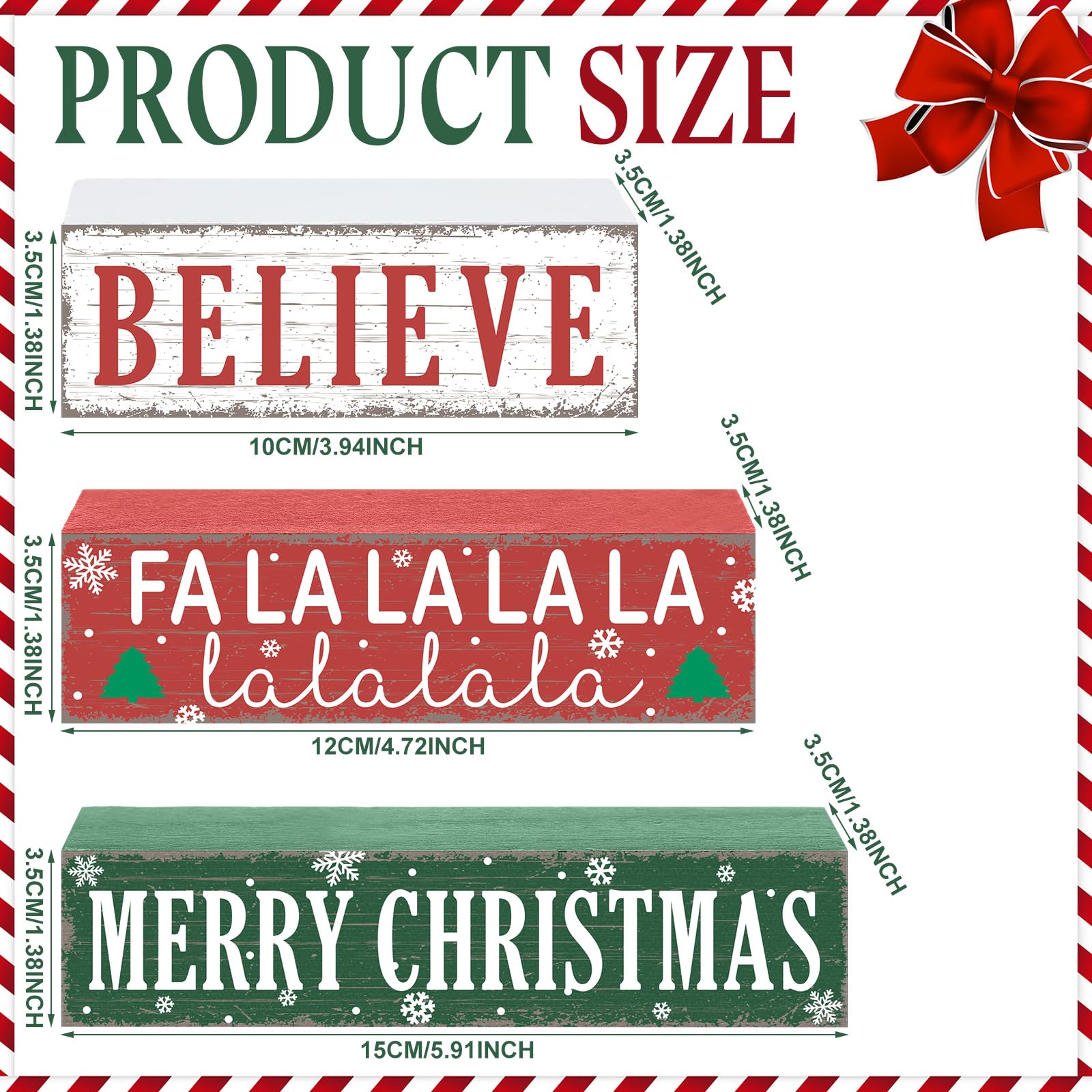 Geelin 4 Pieces Merry Christmas Wooden Table Decorations Xmas Wood Gift Boxes Decor Rustic Christmas Tiered Tray Decor Xmas Beli