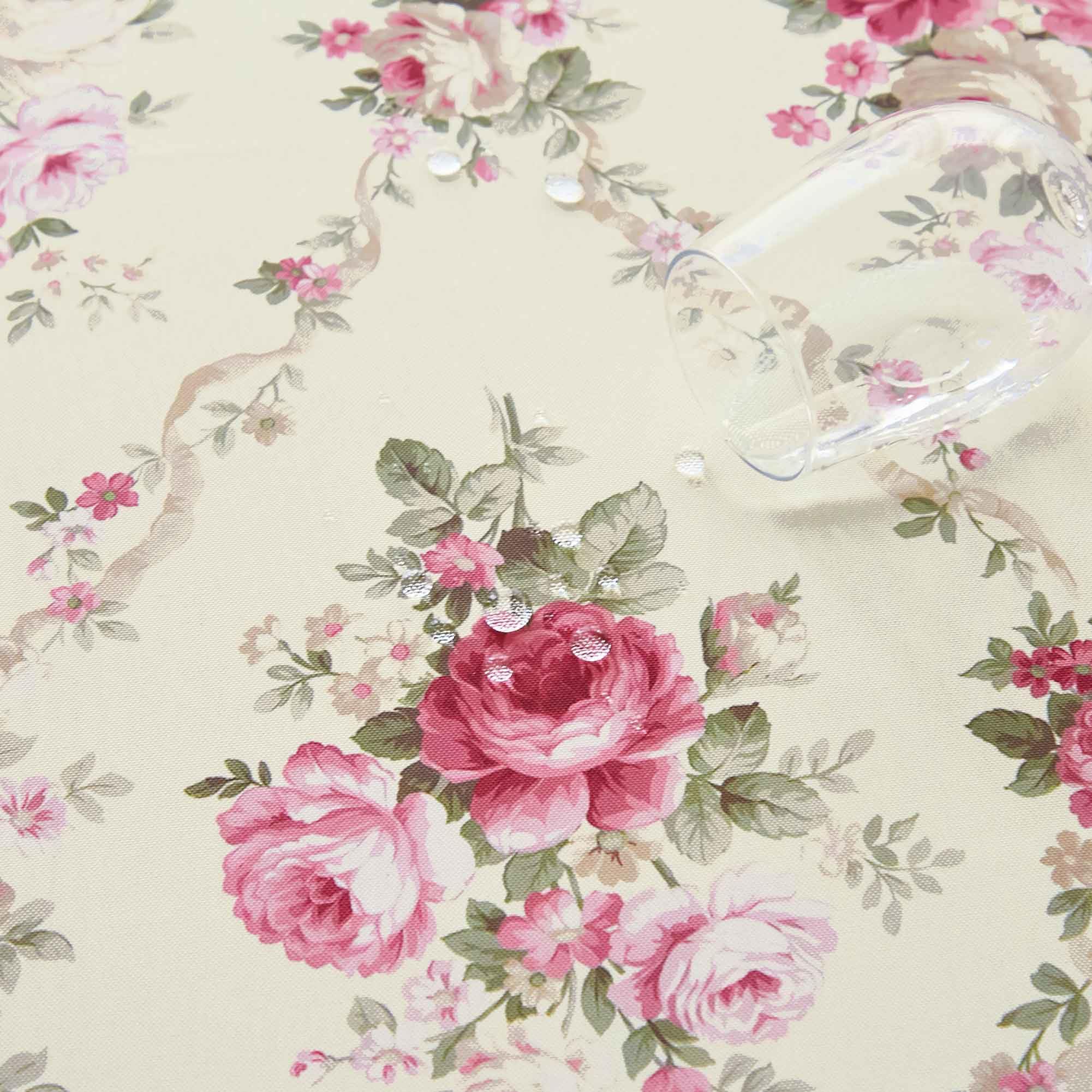 Vintage Floral Rectangle Tablecloth Shabby Chic Flower Table Cloth Spring Table Cover Waterproof For Dinner Kitchen Picnic, Pink