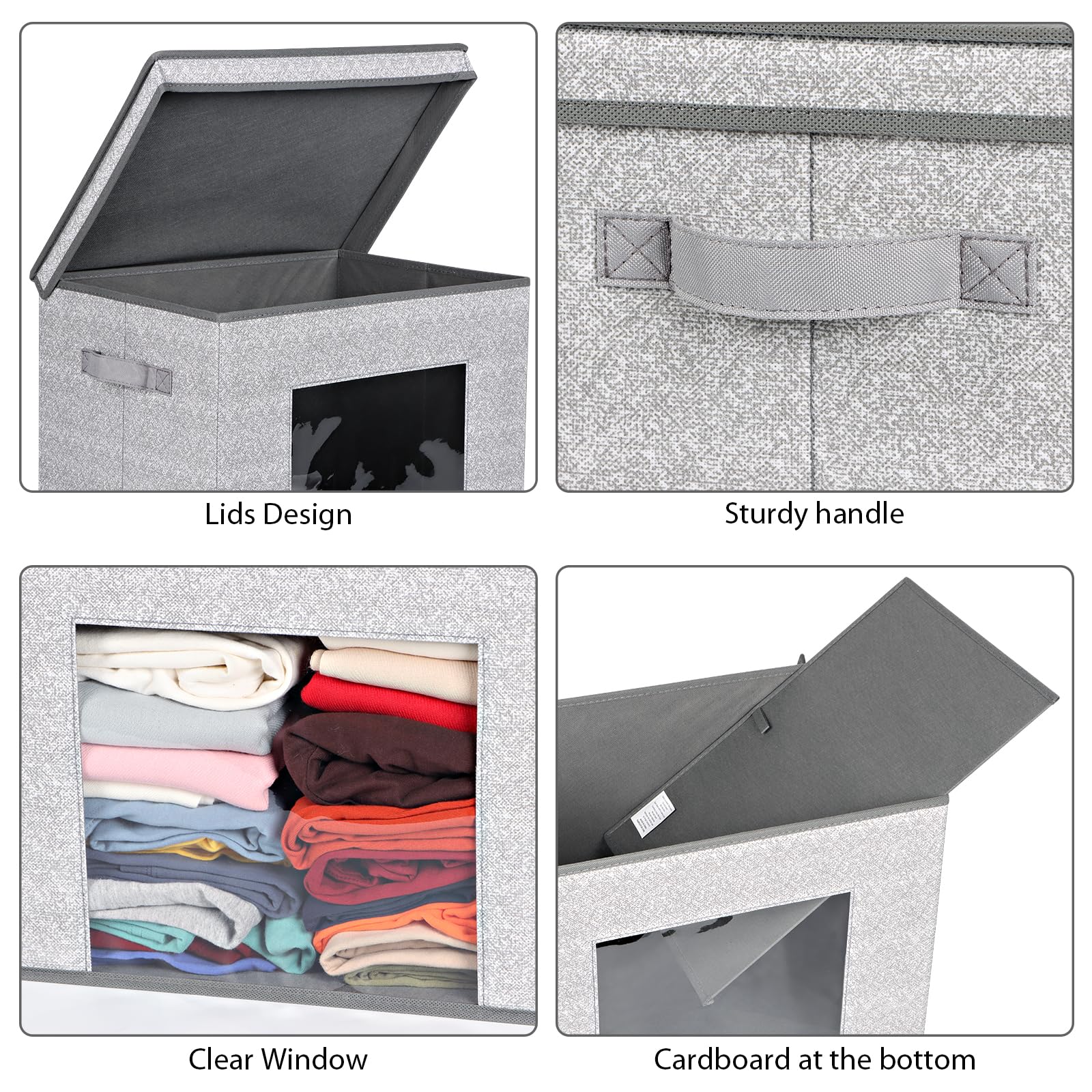 Univivi Foldable Fabric Storage Boxes Large Storage Bins With Lids [4-Pack] Collapsible Storage Cubes Organizer Containers Organ