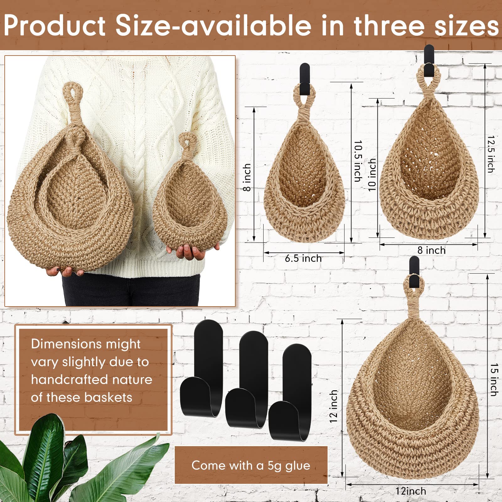 Honeydak Hanging Wall Basket Teardrop Baskets Onion Coat Bohemian Storage Fruit Hooks For Kitchen Home Restaurant Garlic Vegetab
